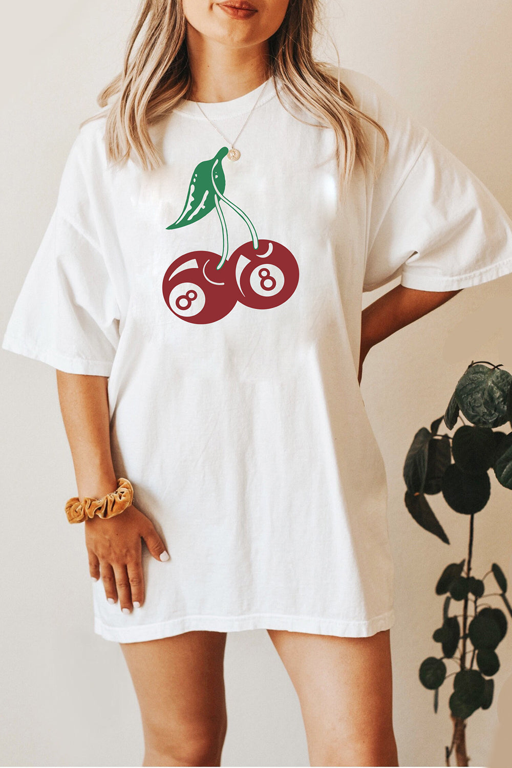 New Vintage Cherry 8 Ball 90s Graphic Tee For Women