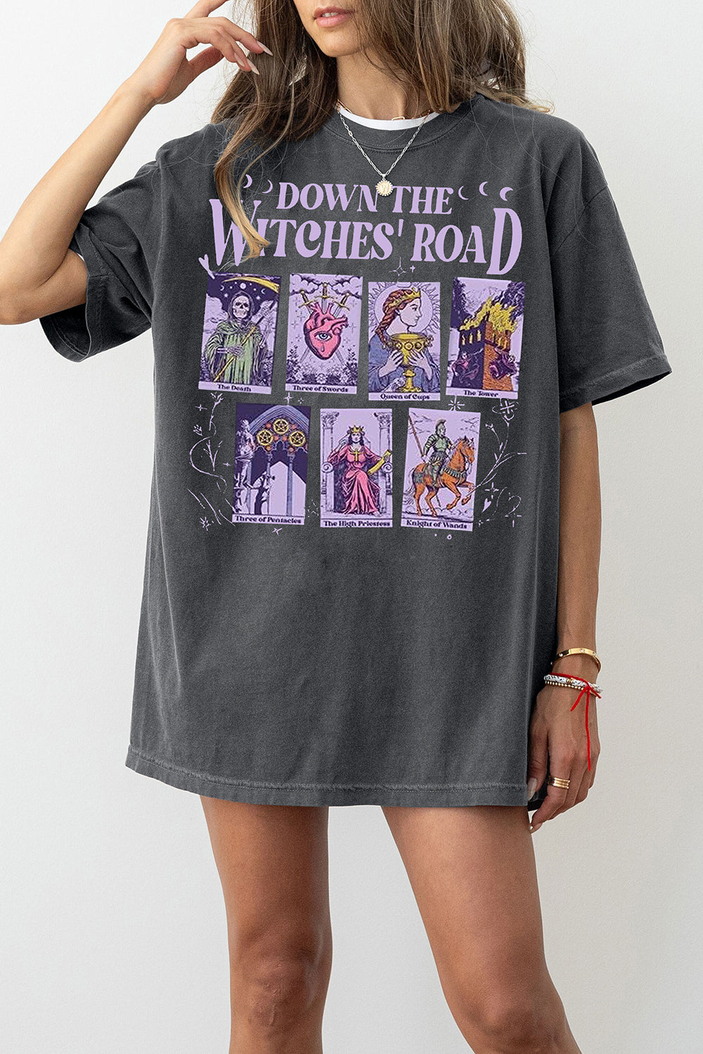 New Vintage Agatha’s All Along Tarot Cards Green Witch Queer Lesbians Tee For Women