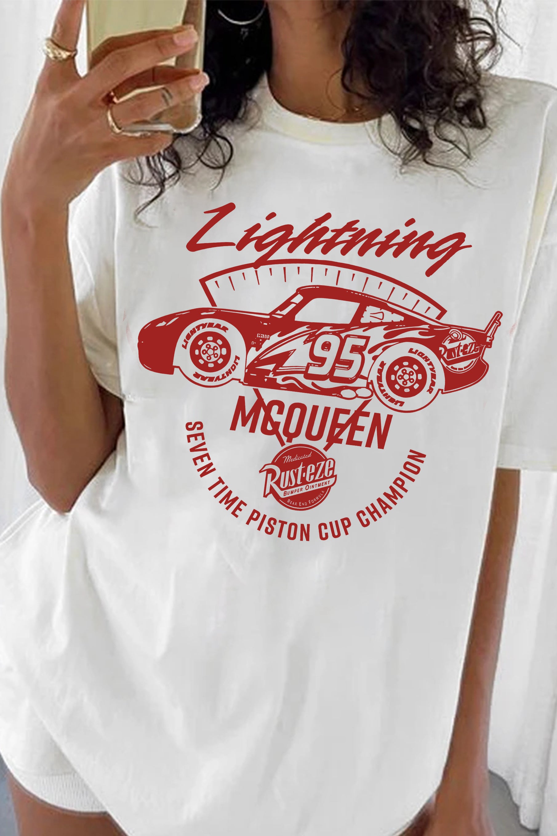 New Vintage Cars Racing Lightning Tee For Women