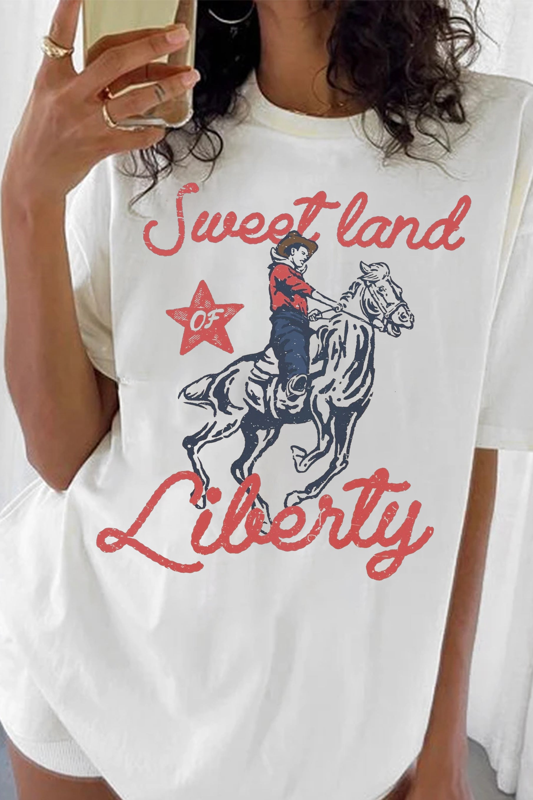 New Vintage Americana 4th of July Tee For Women