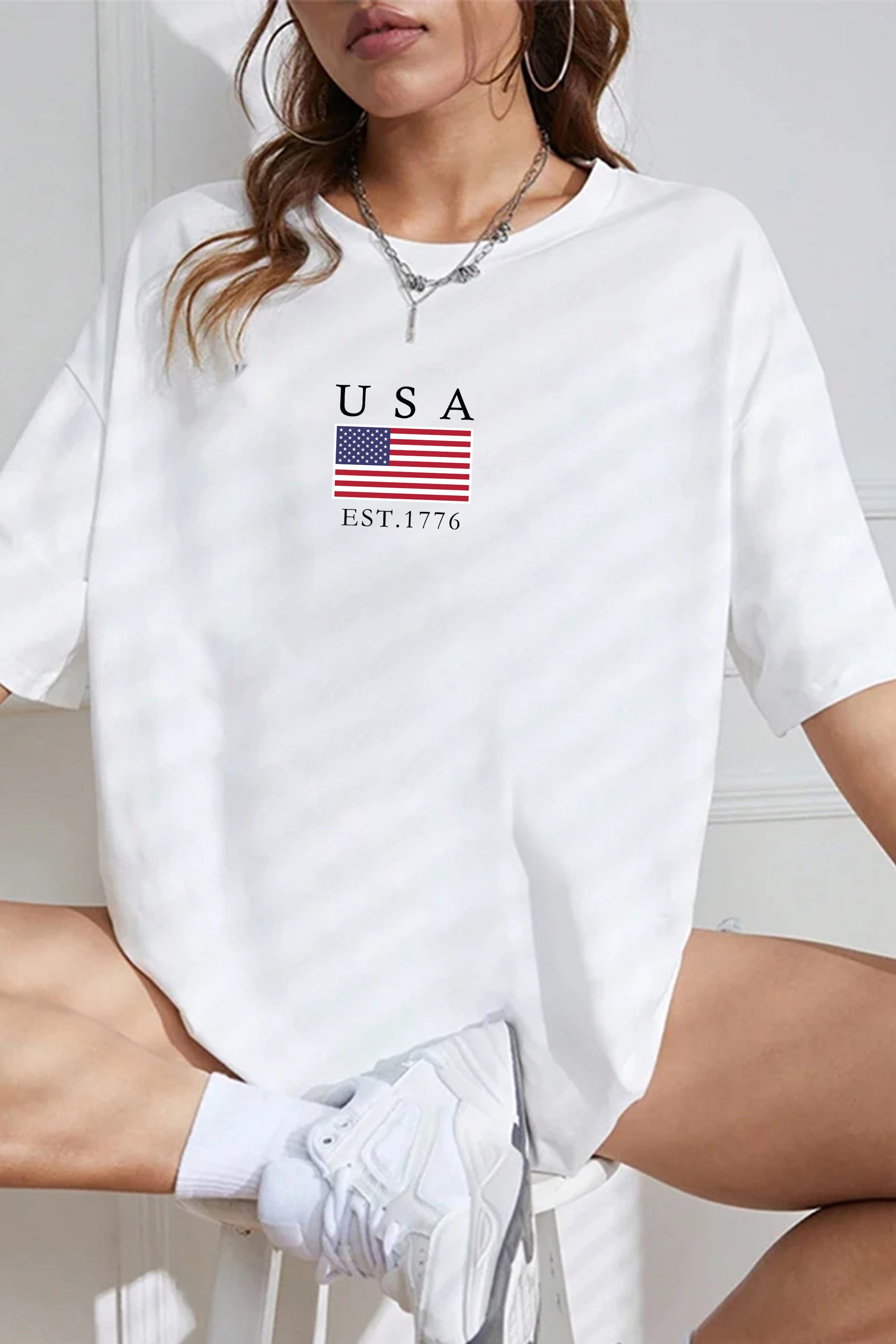 New USA FLAG The Fourth of July Tee For Women