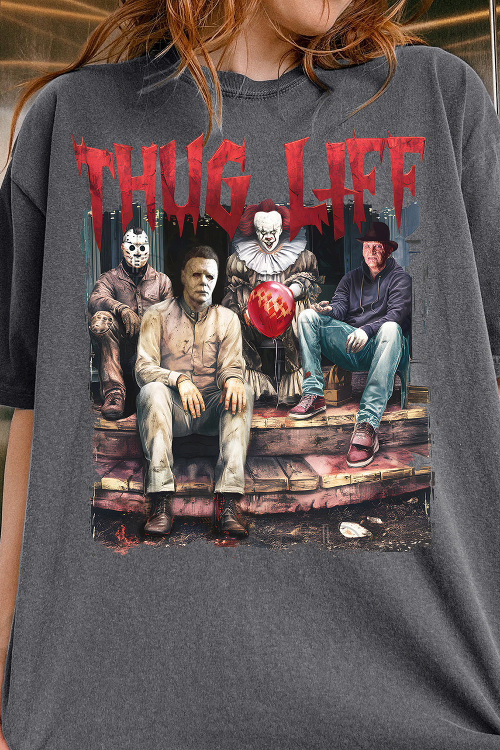 Thug Life Horror Retro Horror Friends Tee For Women