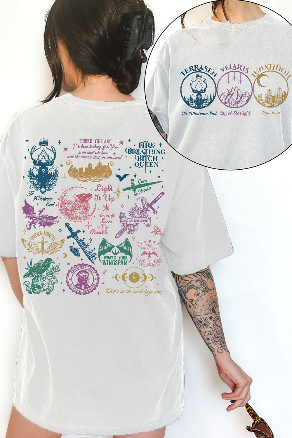 New Throne of Glass Acotar Fireheart Crescent City Merch Tee For Women