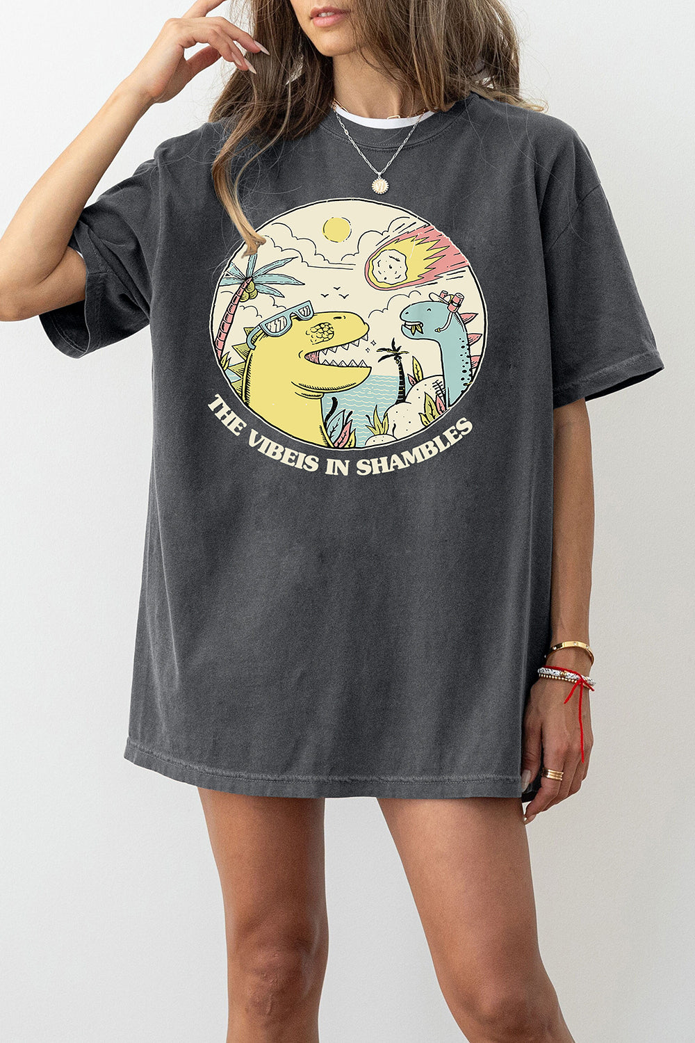 New The Vibes Are In Shambles Mental Health Big Bang Dinosaur Tee For Women