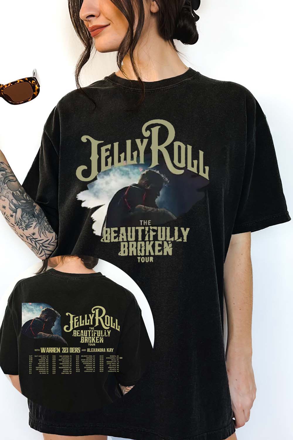 New The Beautifully Broken Tour 2024 Jelly Roll Tee For Women