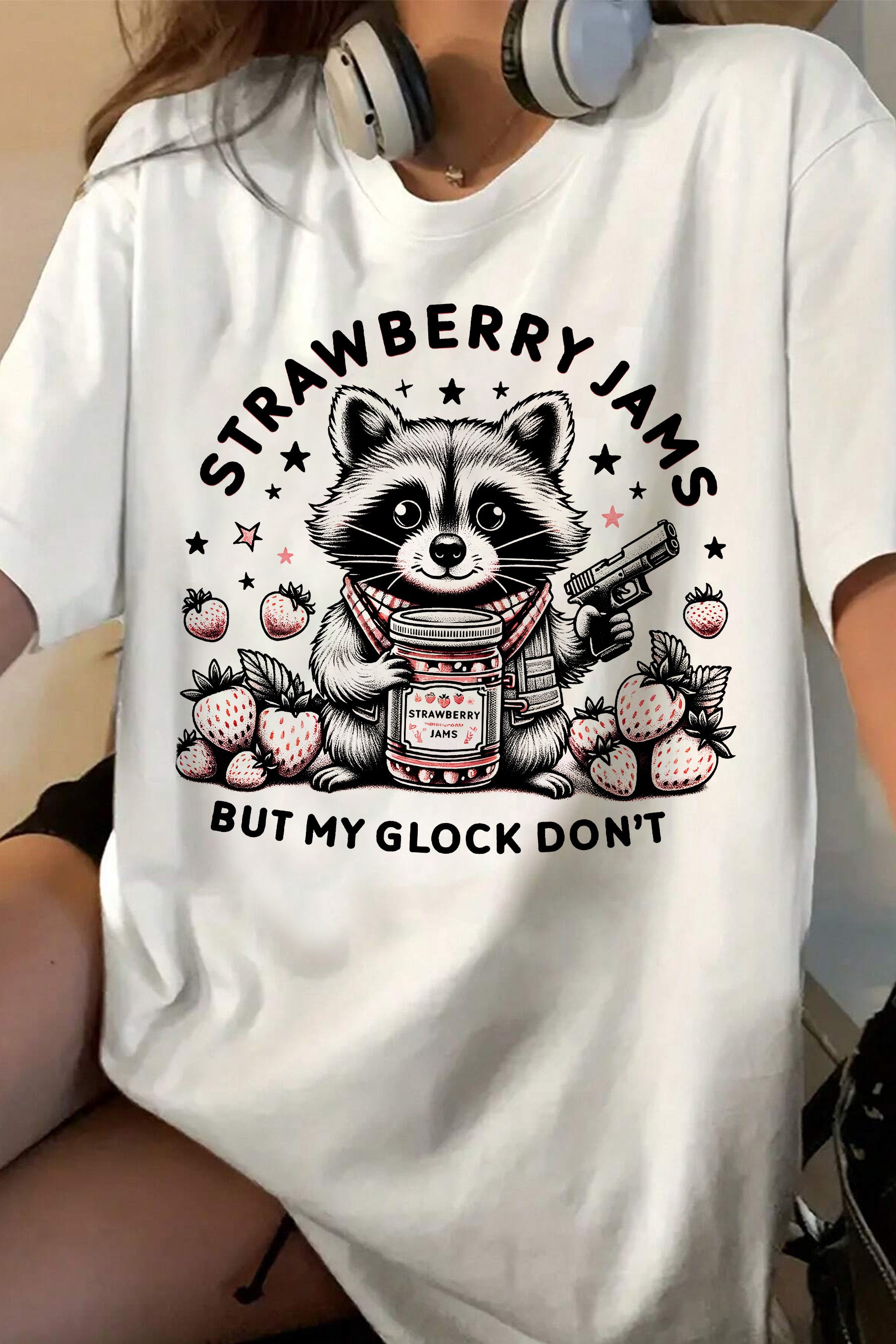 New Strawberry Jams But My Glock Don’t Raccoon Tee For Women