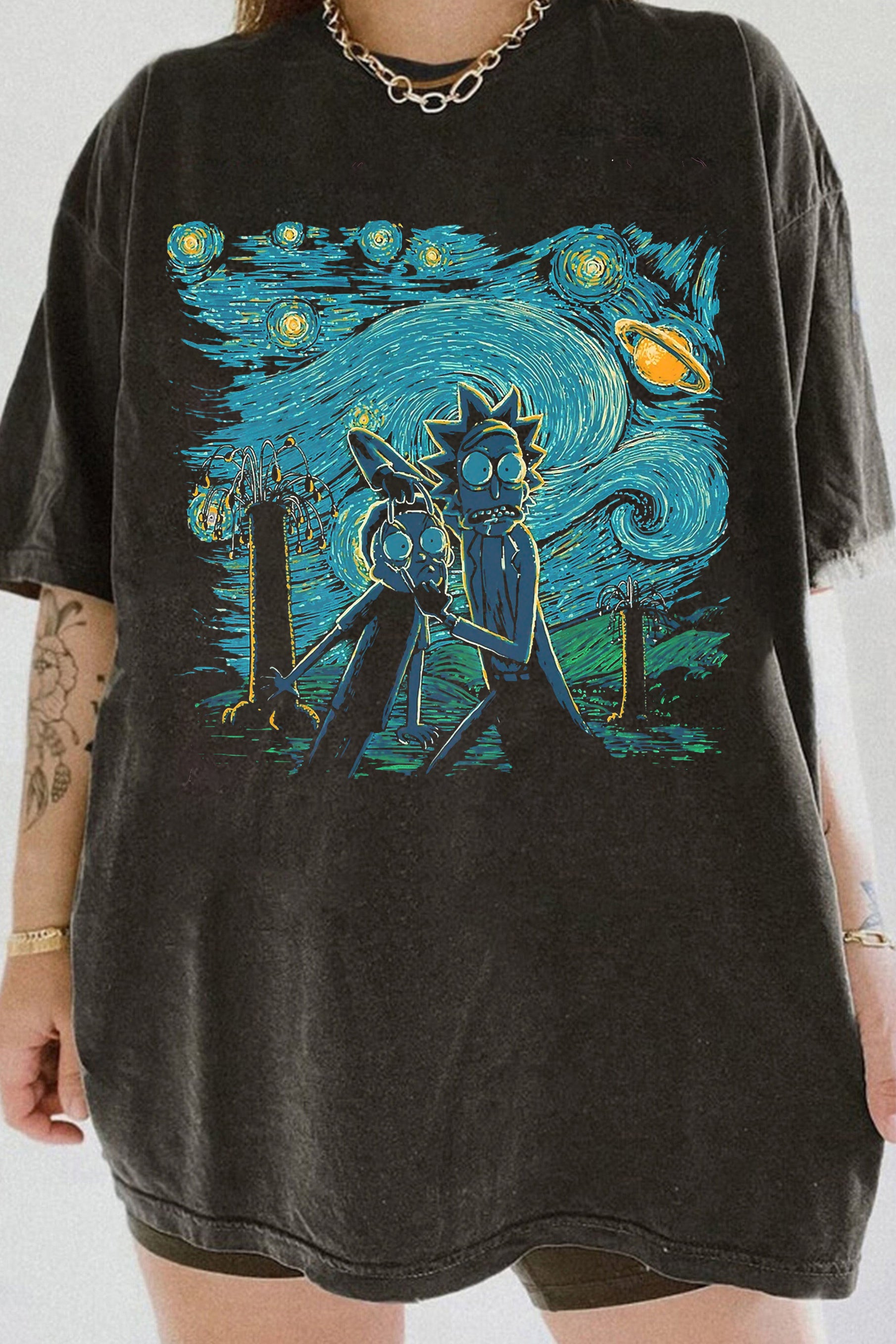 Starry Night Funny Rick and Morty Tee For Women