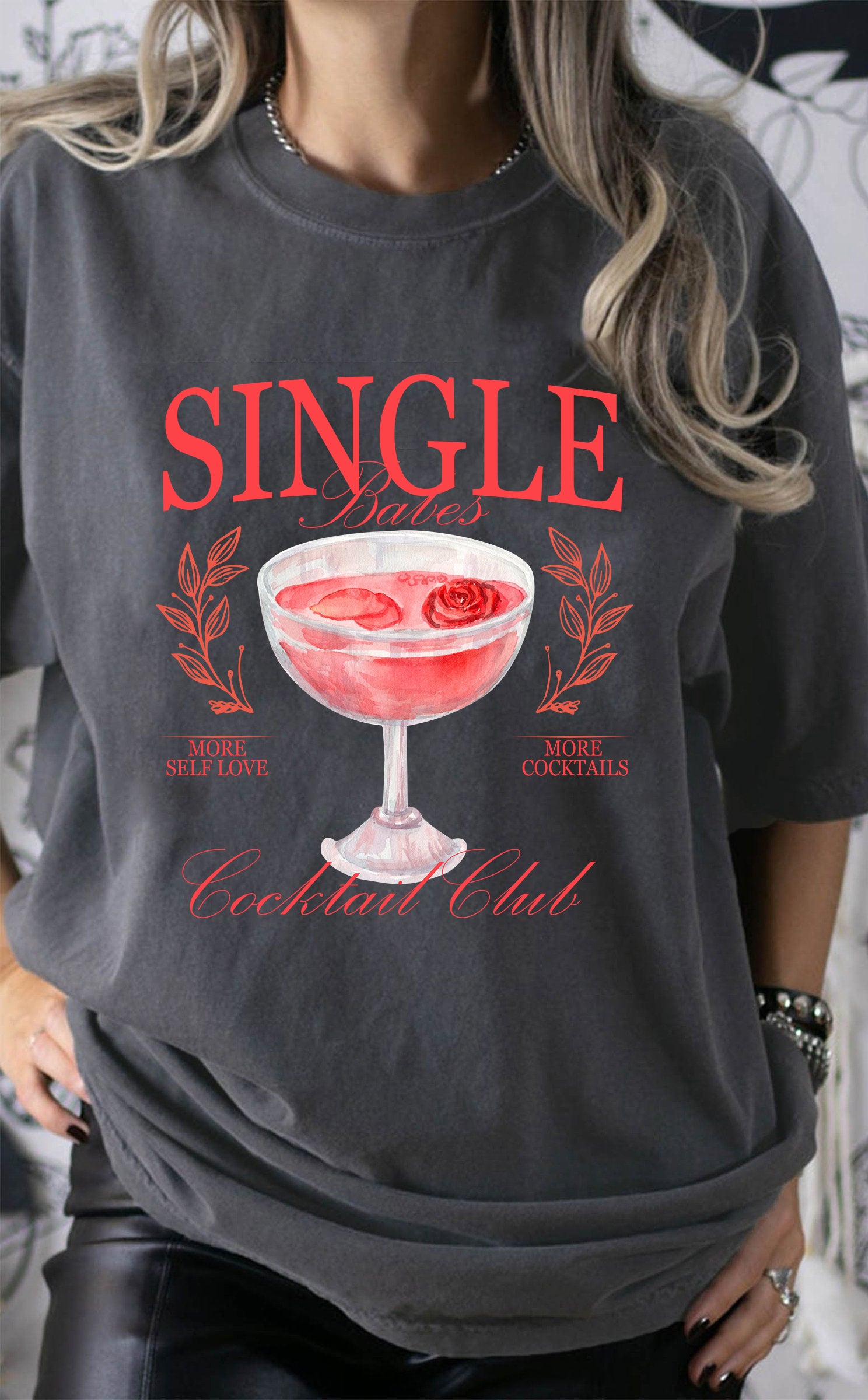 Single Babes Cocktail Club Valentine Tee For Women