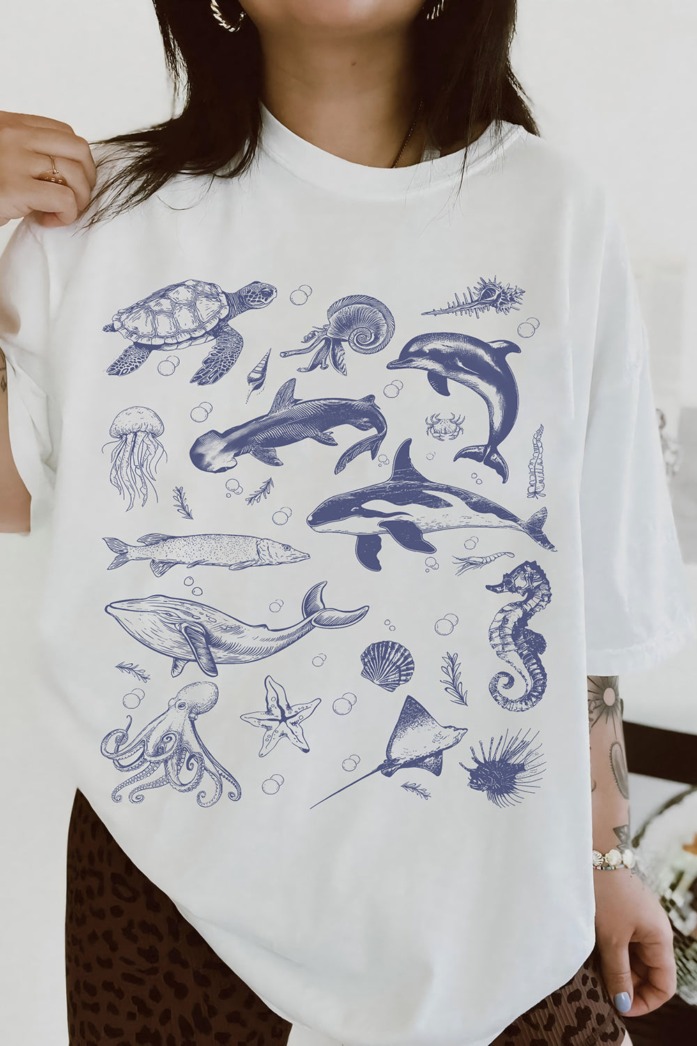 Sea Animals Vintage Ocean Tee For Women