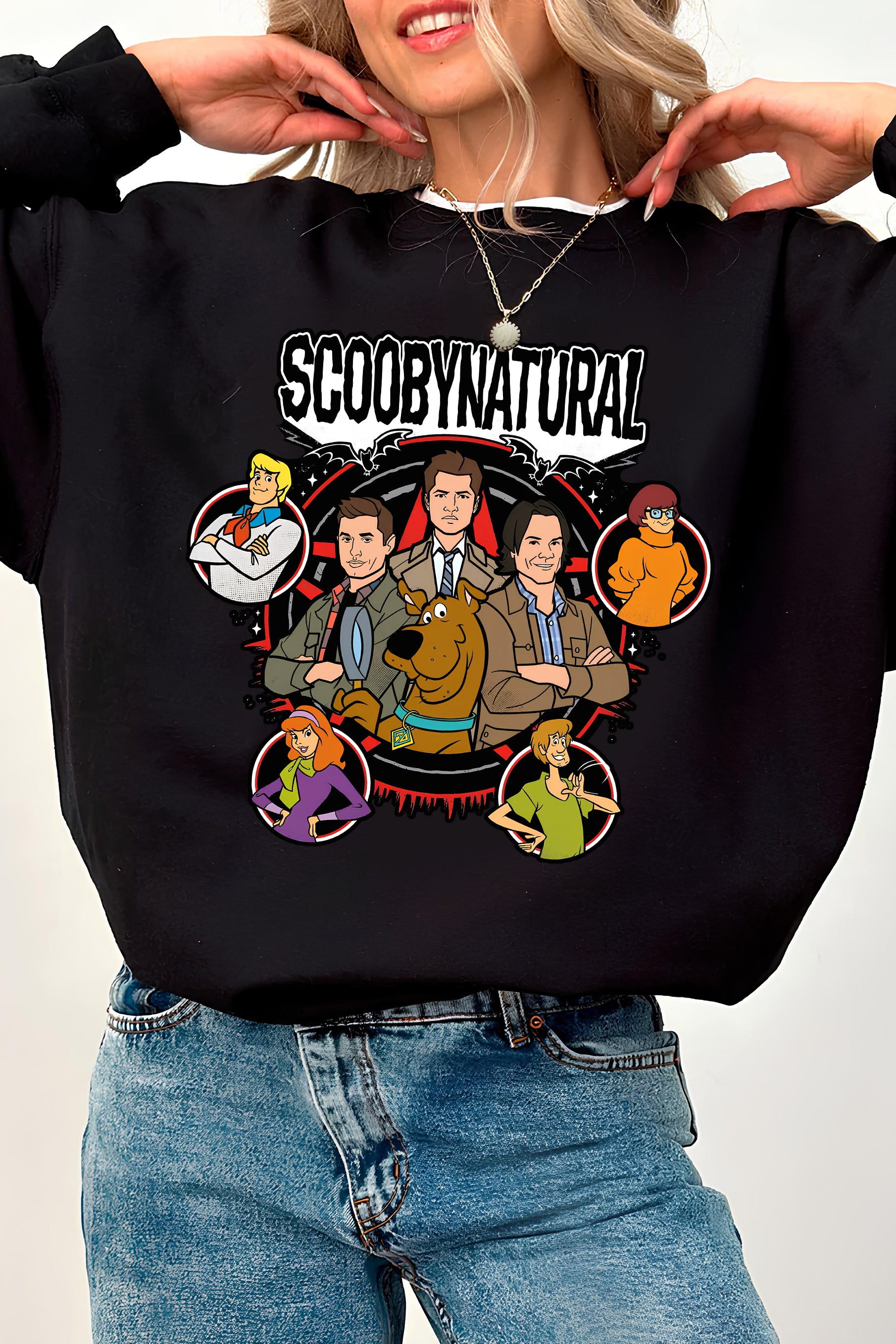 New Scoobynatural Mash Up Group Fleece Sweatshirt For Women