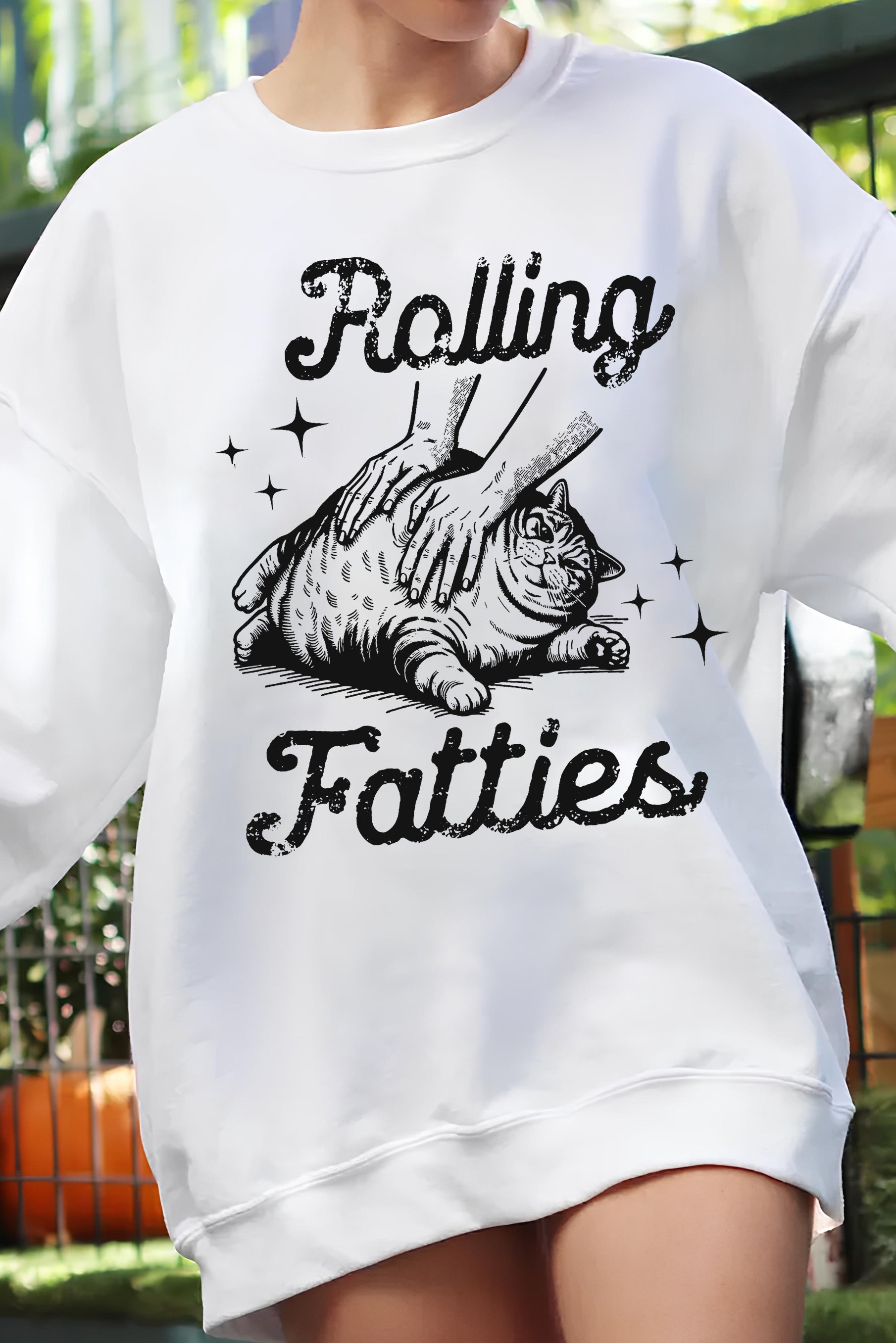 New Rolling Fatties Cat Fleece Sweatshirt For Women