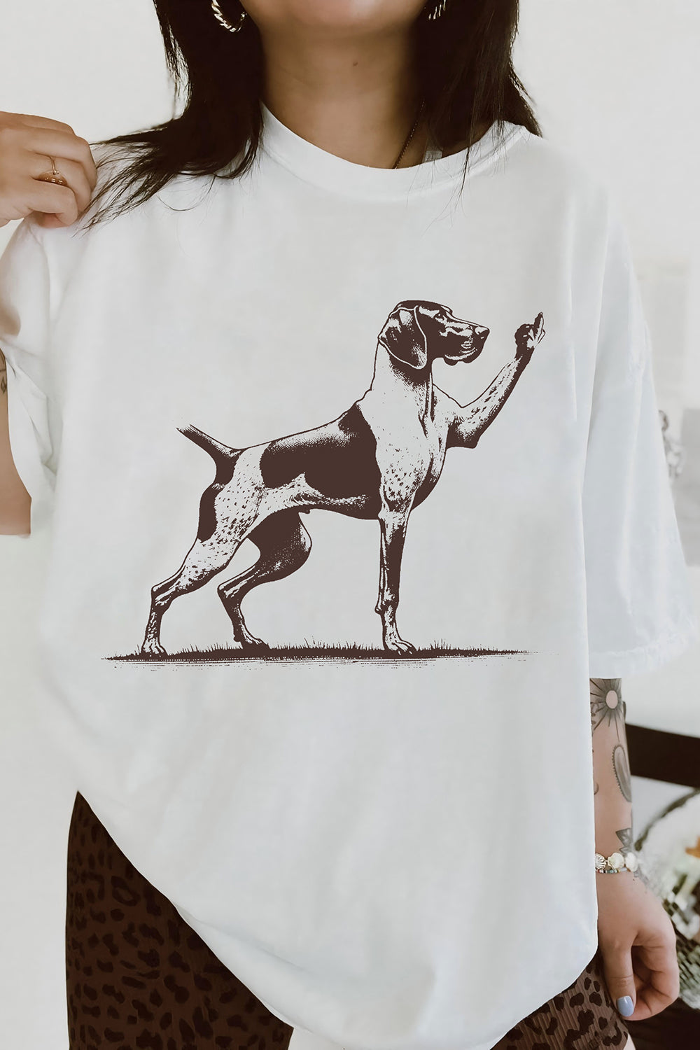 Rude Pointer Dog Tee For Women