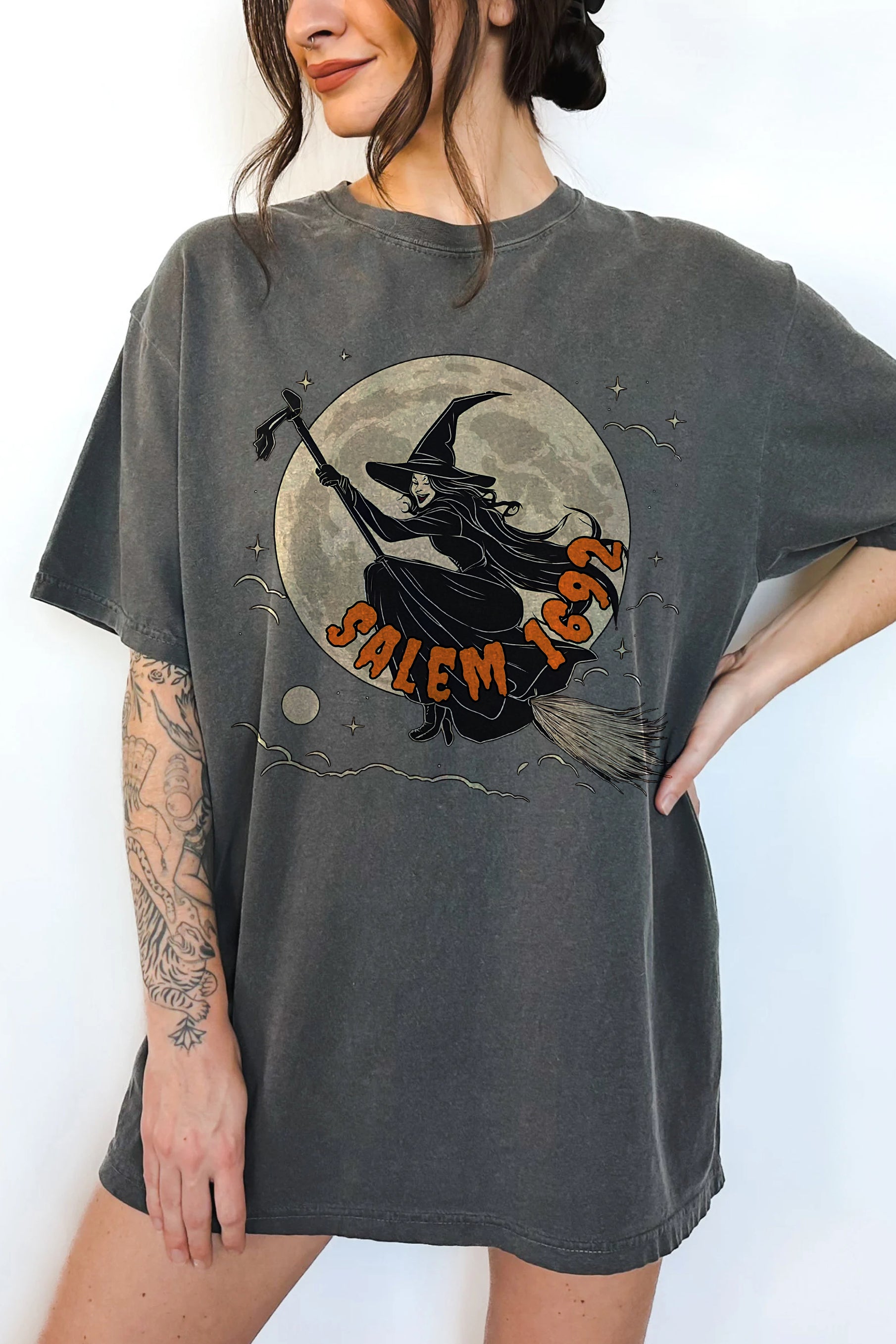 Salem 1692 Witch On A Broomstick TEE FOR WOMEN