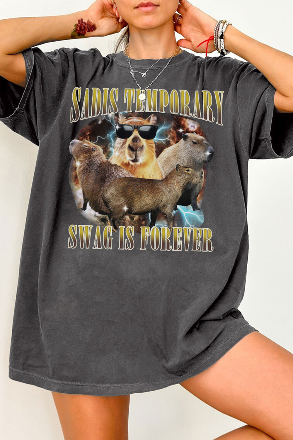 New Sad Is Temporary Swag is Forever Vintage Tee For Women