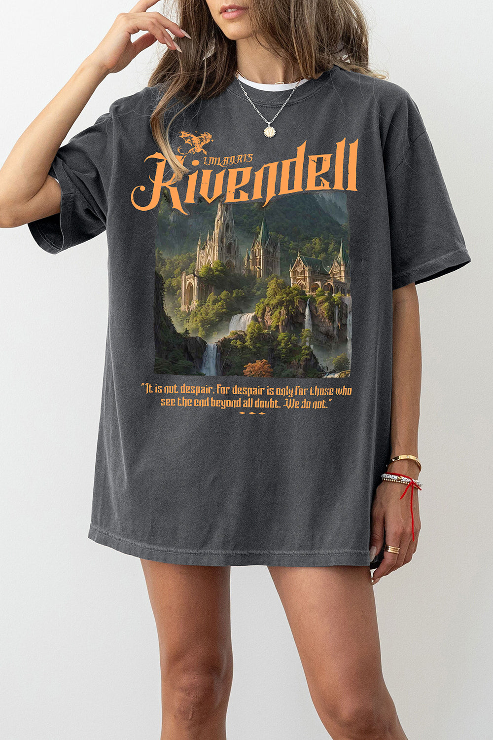 New Rivendell Lord of The Rings The Shire Distressed Tee For Women