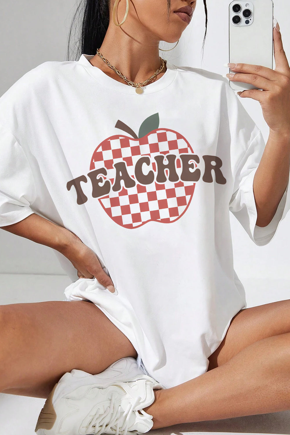 Retro Teacher Apple Tee For Women