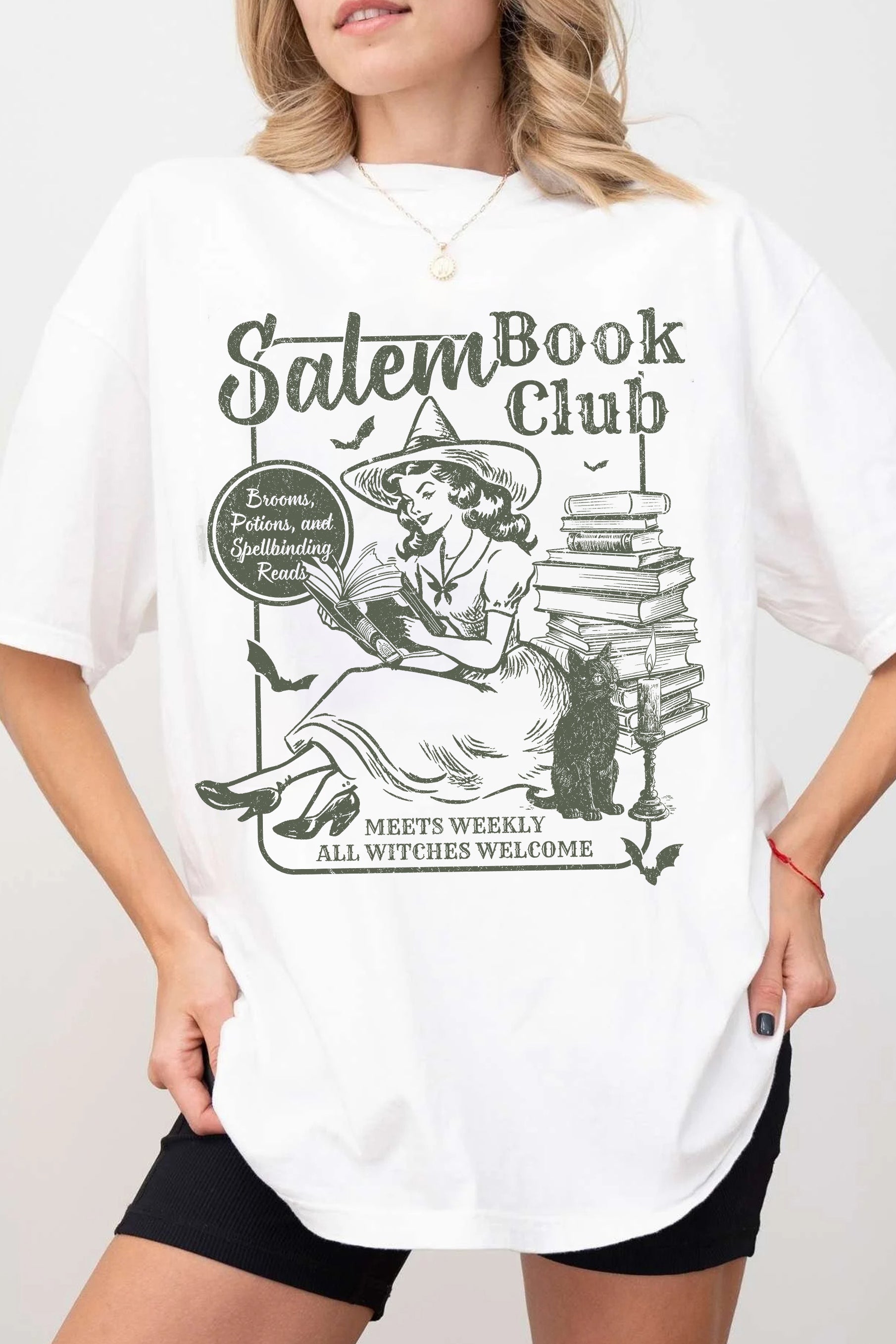Retro Salem Witches Book Club TEE FOR WOMEN