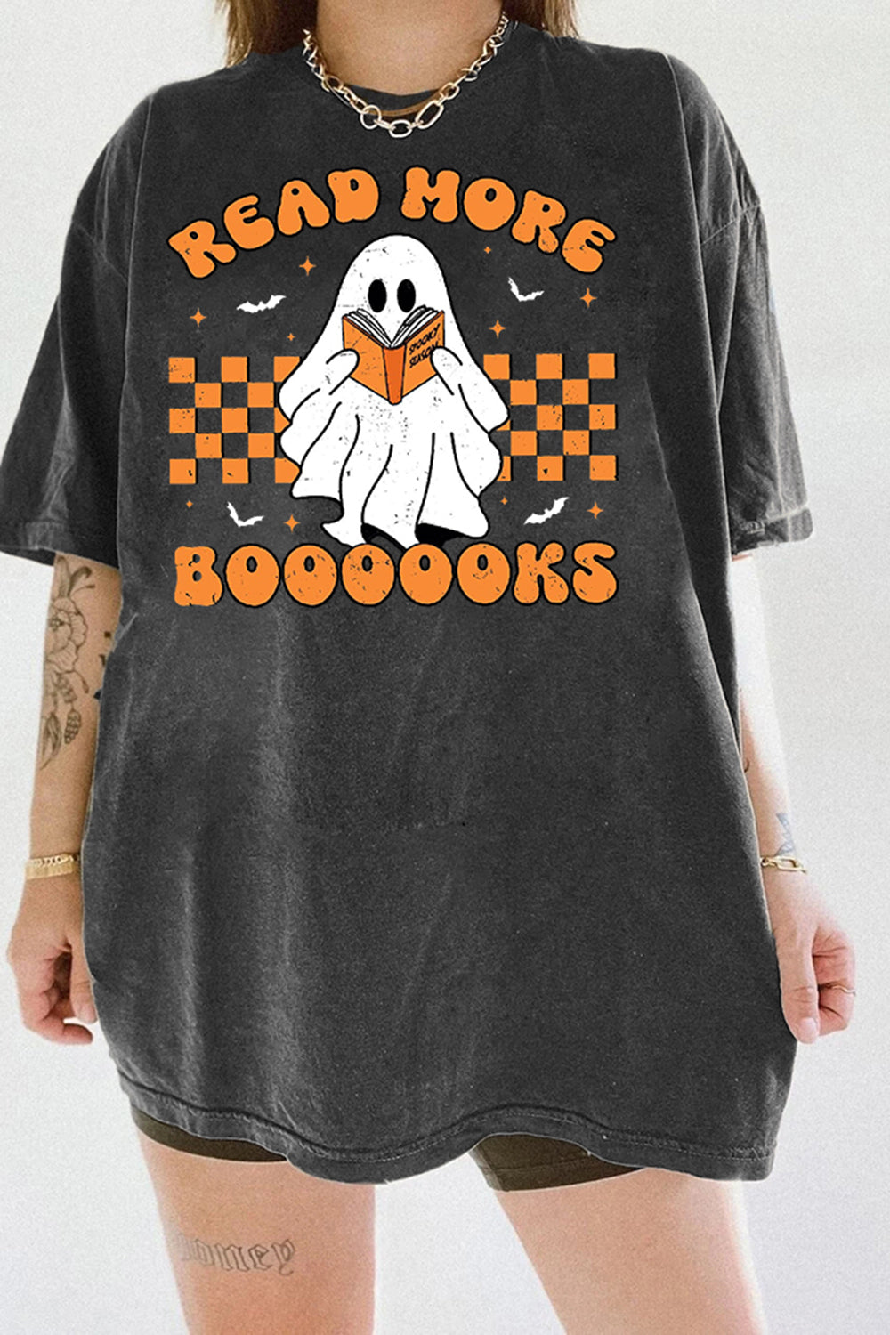 Retro Read More Books Spooky Teacher Tee For Women