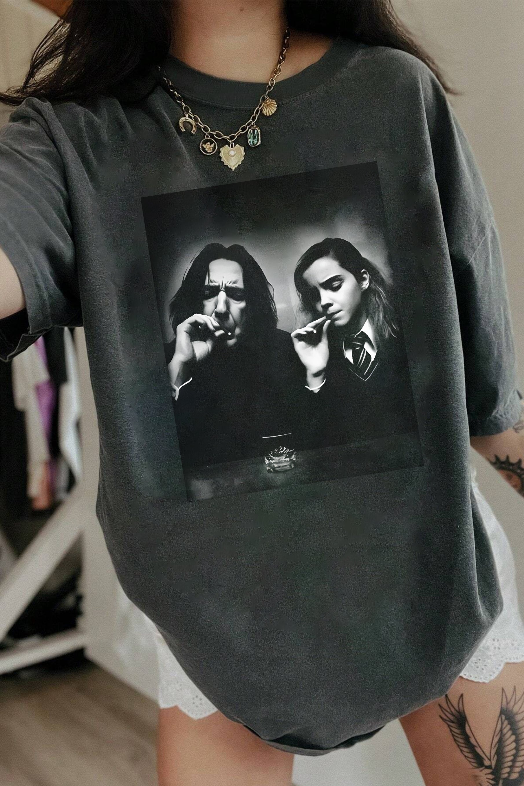 Retro Style Fantasy HP Snape And Hermione Tee For Women