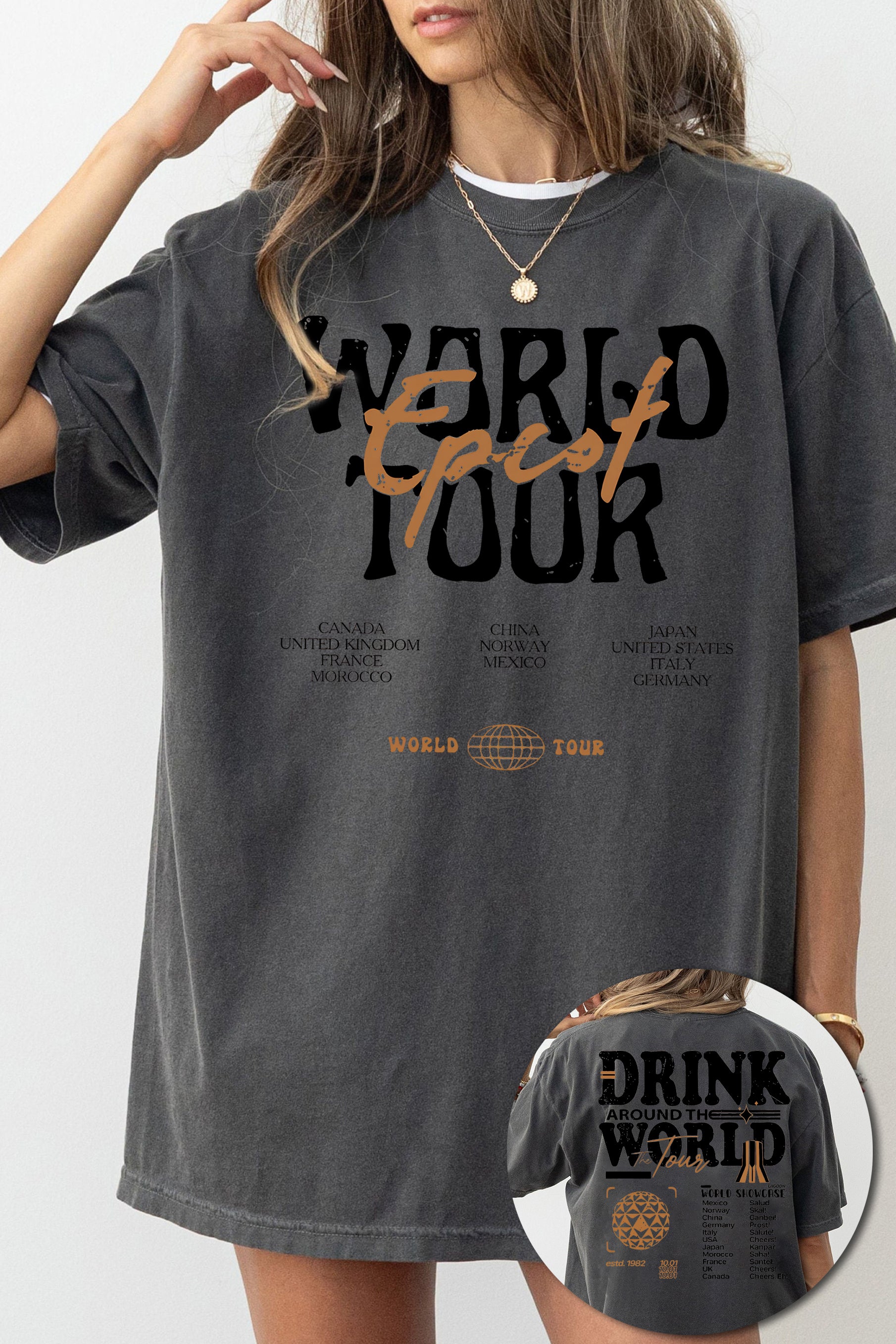 New Retro Drink Around The World Tee For Women