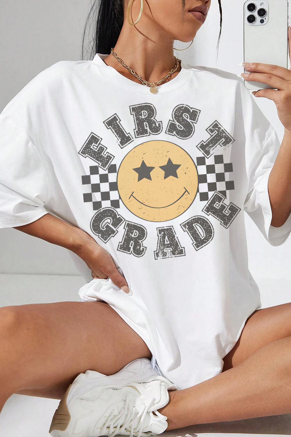 Retro First Grade Teacher BACK TO SCHOOL Tee For Women