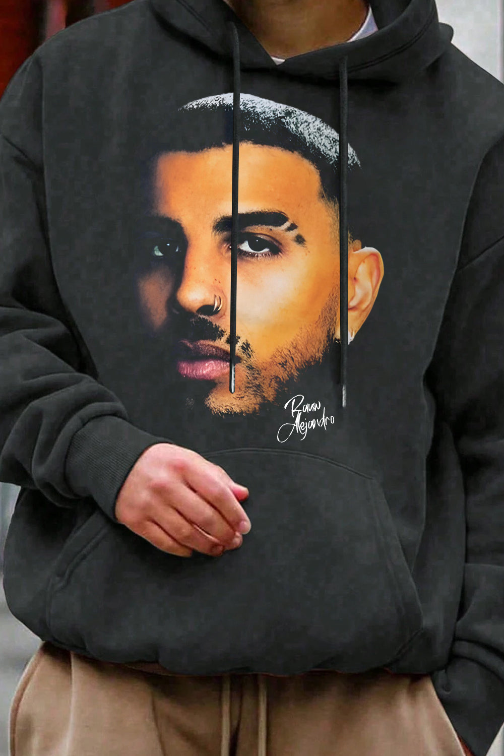 New Rauw Alejandro Vintage Look Hoodie For Men