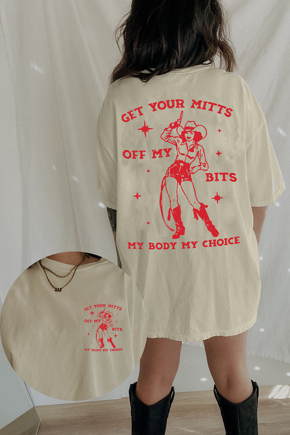 New Pro Choice Feminist Vintage Cowgirl Tee For Women