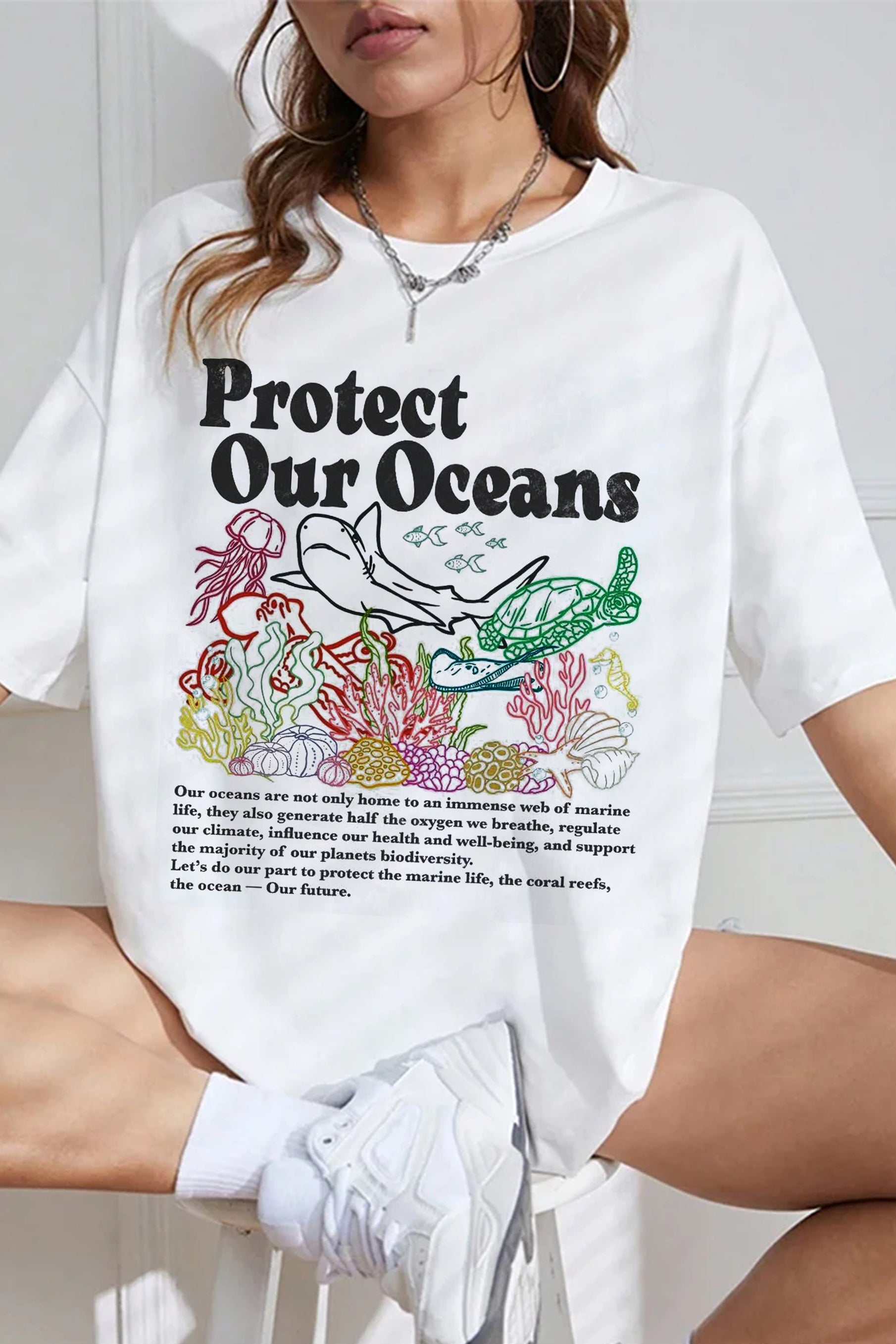 New Protect Our Oceans Aquatic creatures Tee For Women