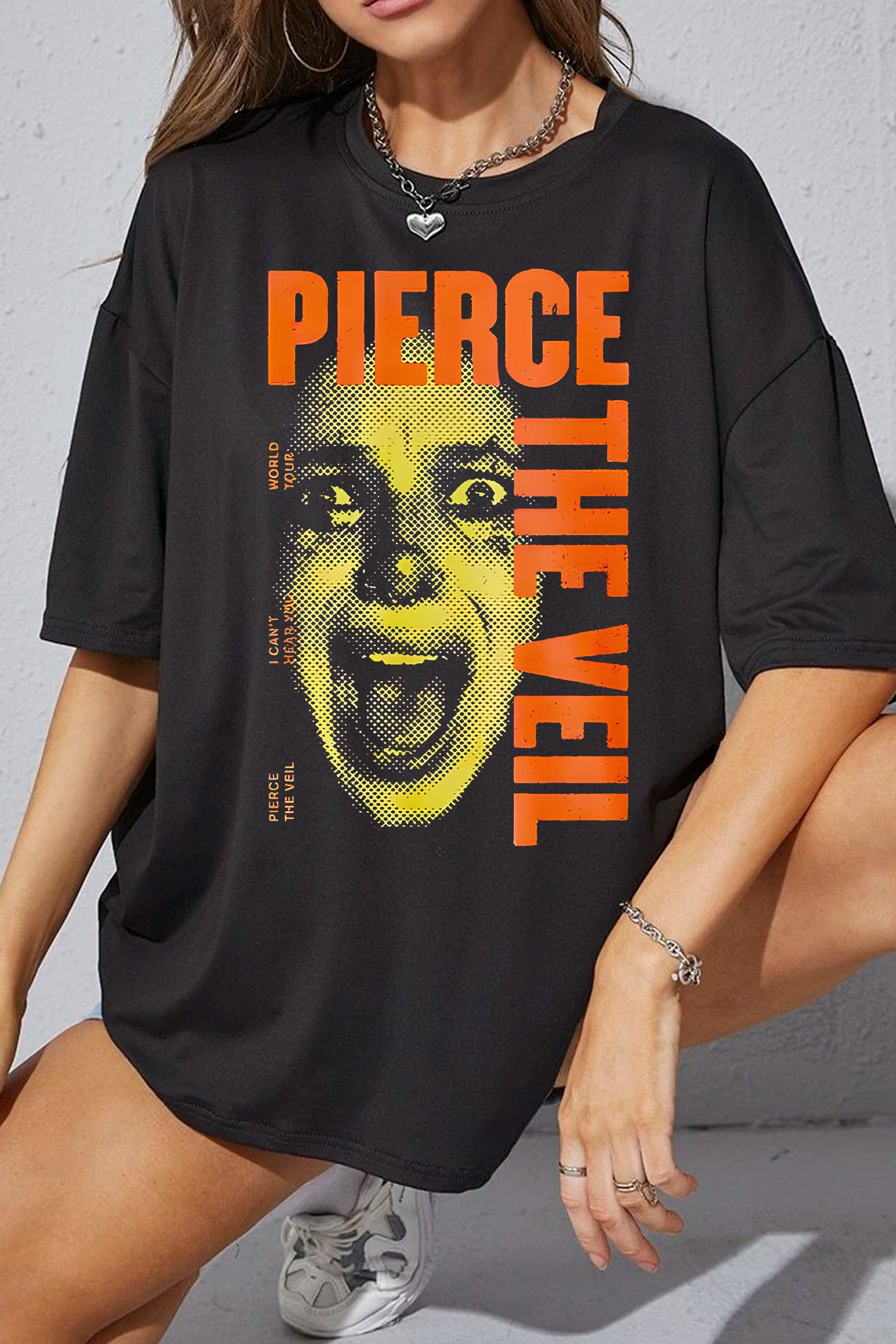 New Pierce The Veil Screaming Lady I Cant Heart You World Tour Tee For Women