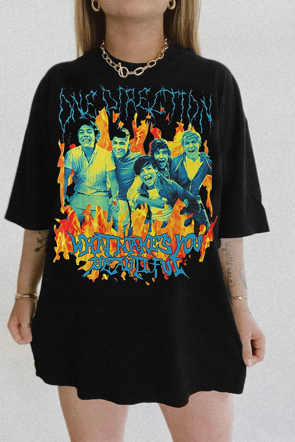 New One Direction What Makes You Beautiful Funny Metal Tee For Women