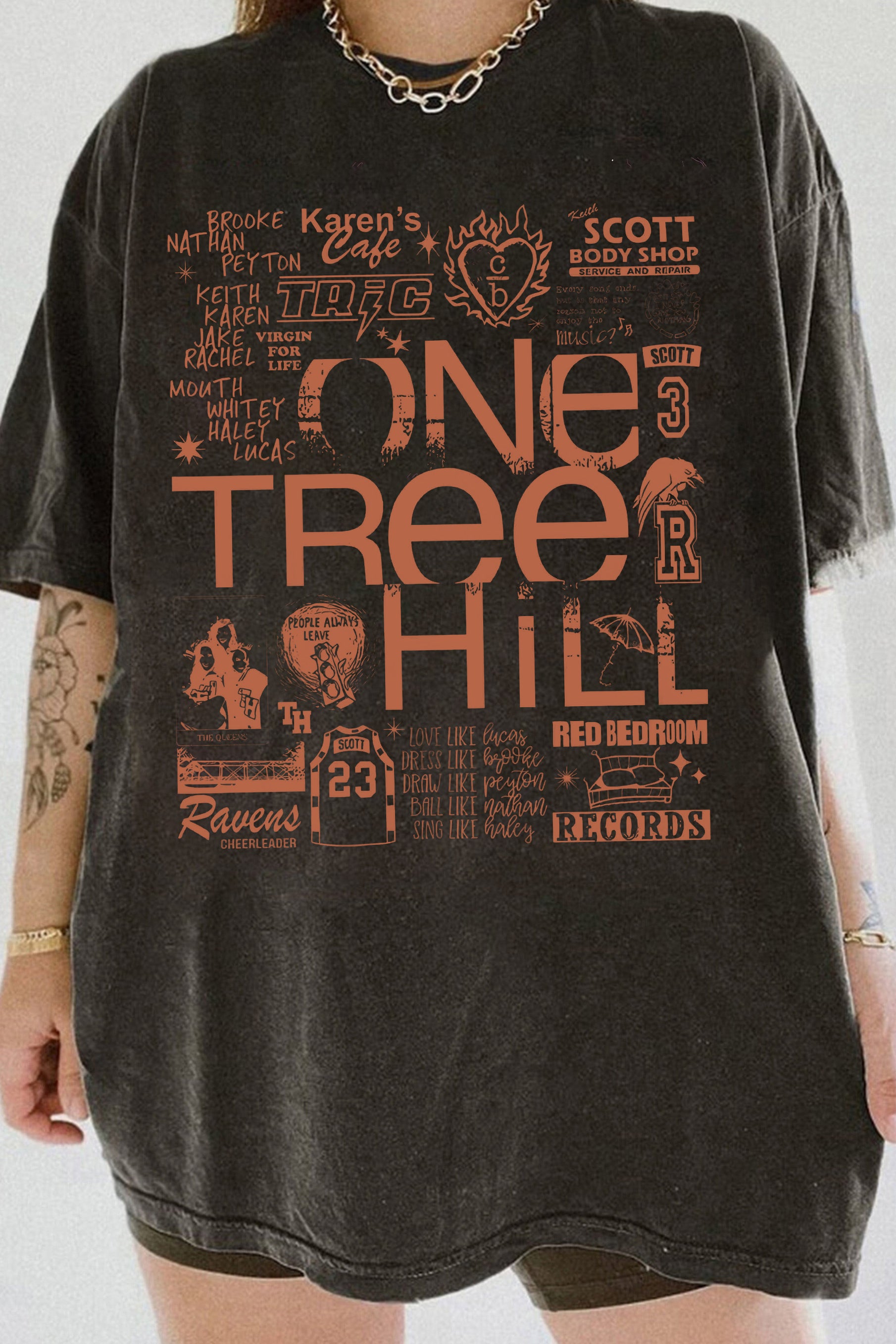 New One Tree Hill Doodle Art Tee For Women
