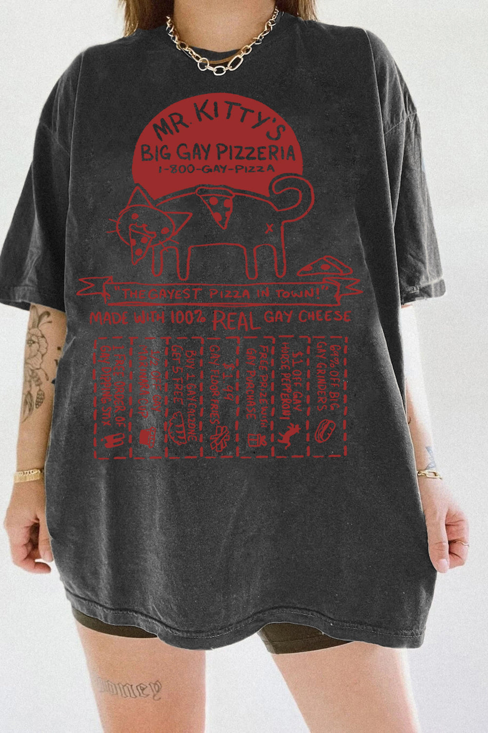 Mr. Kittys BIG GAY PIZZERIA Tee For Women