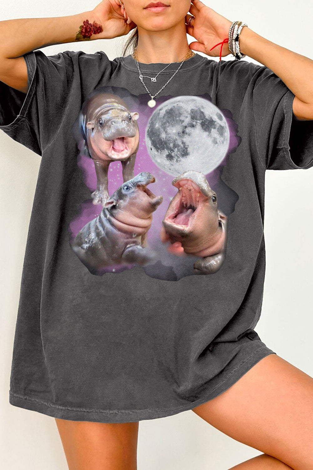 New Moo Deng With The Moon Tee For Women