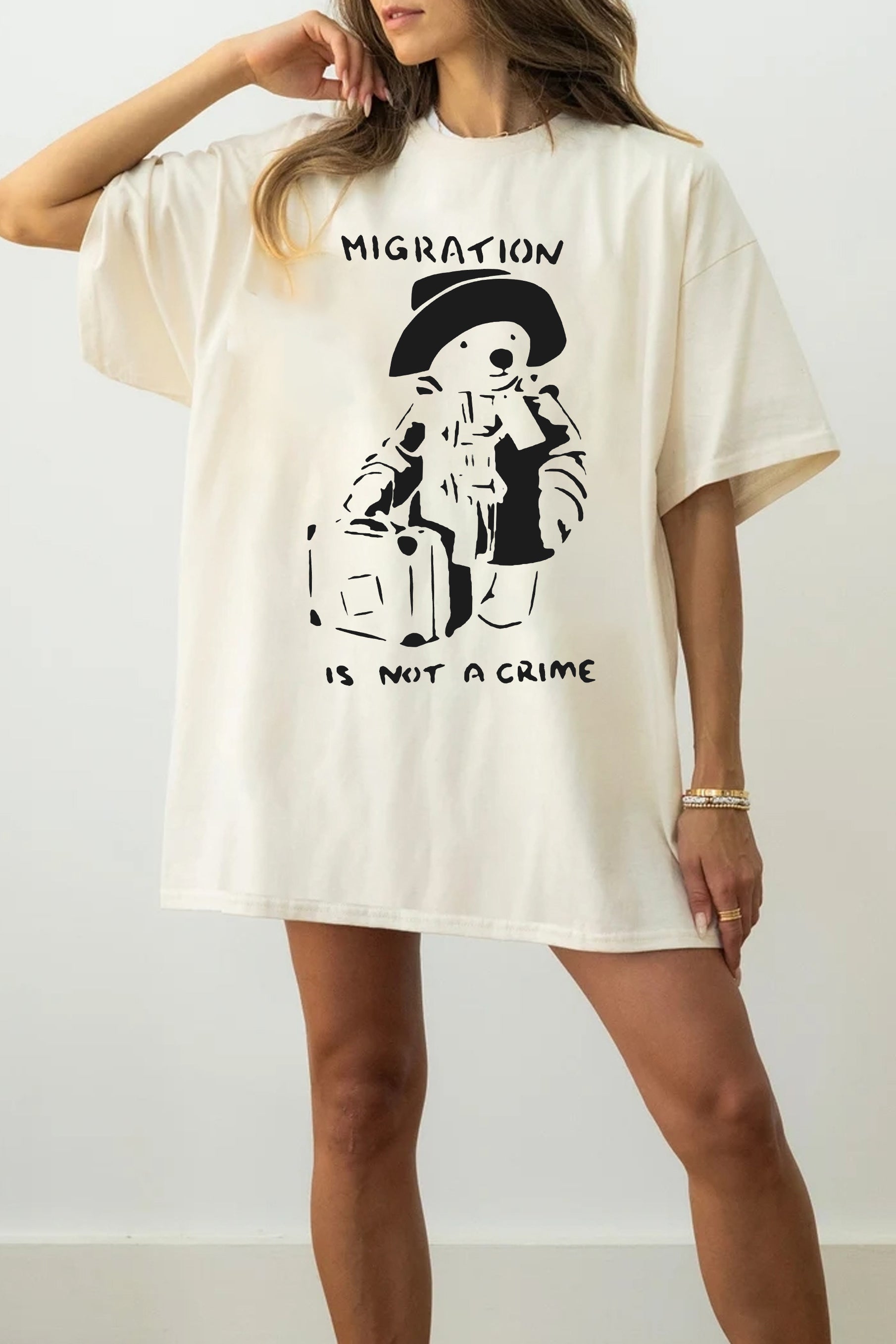 New Migration Is Not a Crime Banksy Tee For Women