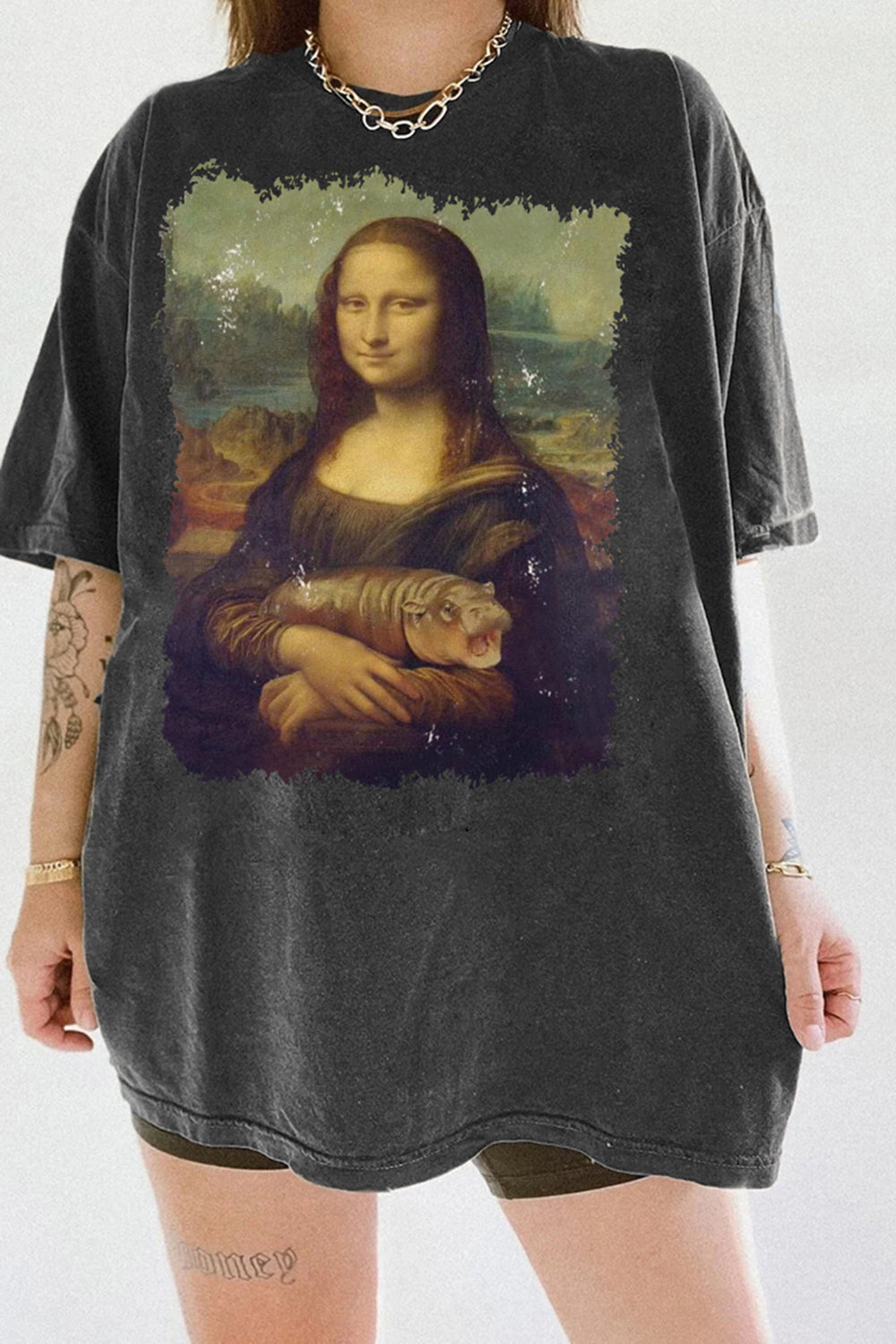 New Mona Moo Deng Hippo Graphic Tee For Women