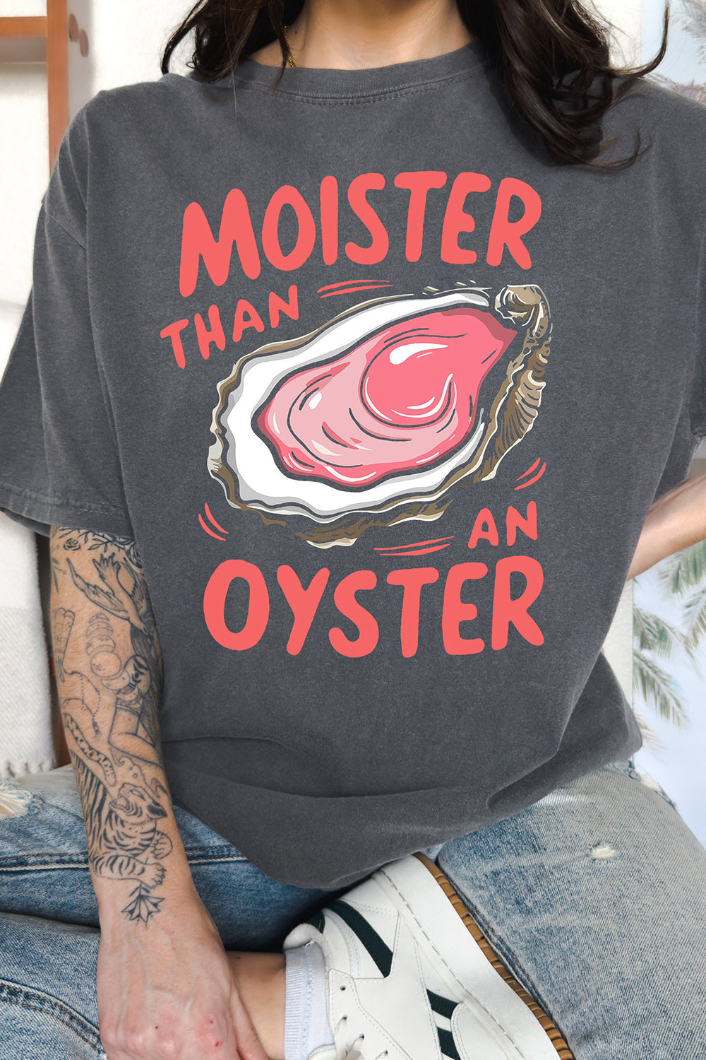 New Moister Than An Oyster Funny Graphic Tee For Women