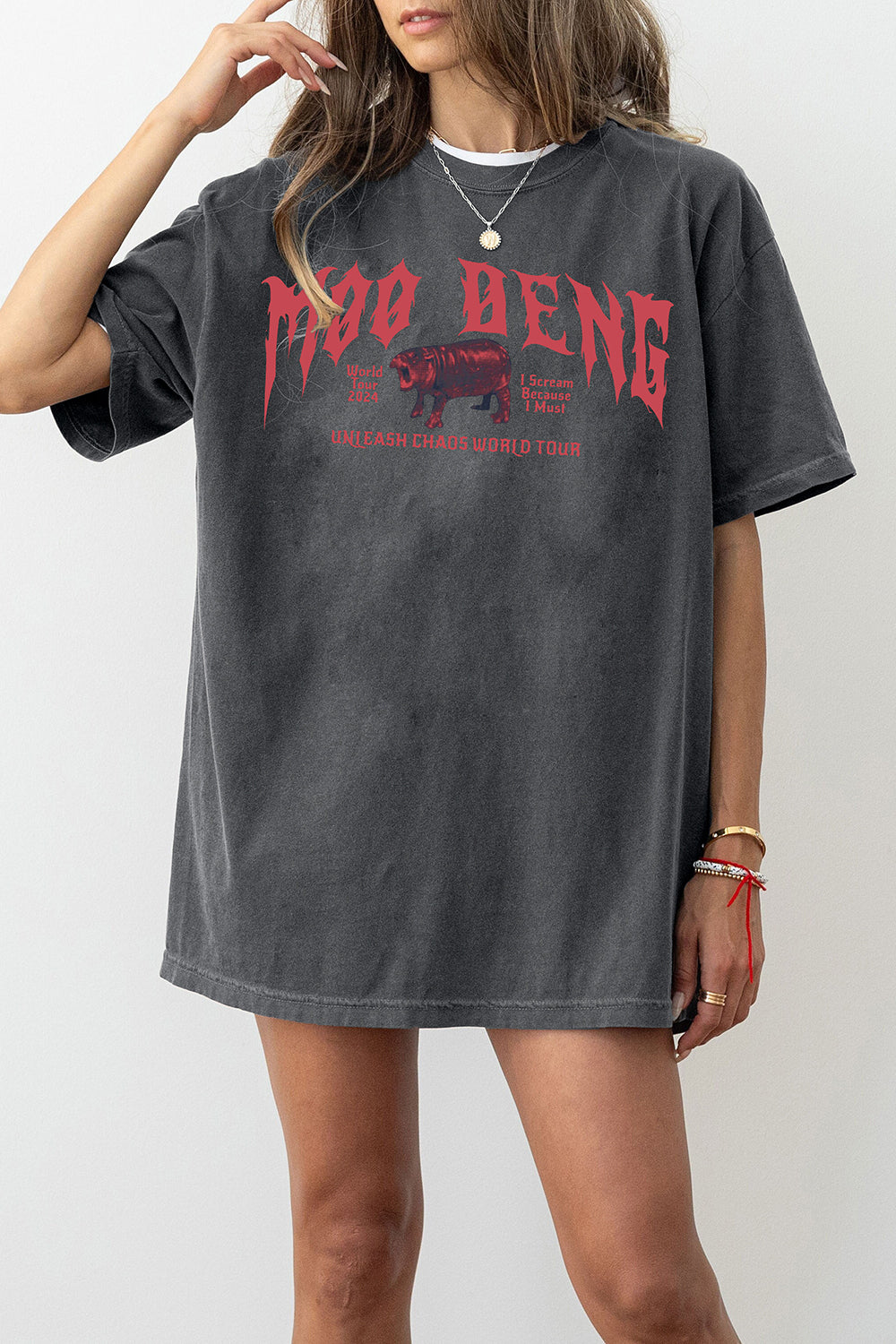New Moo Deng World Tour Metal Tee For Women
