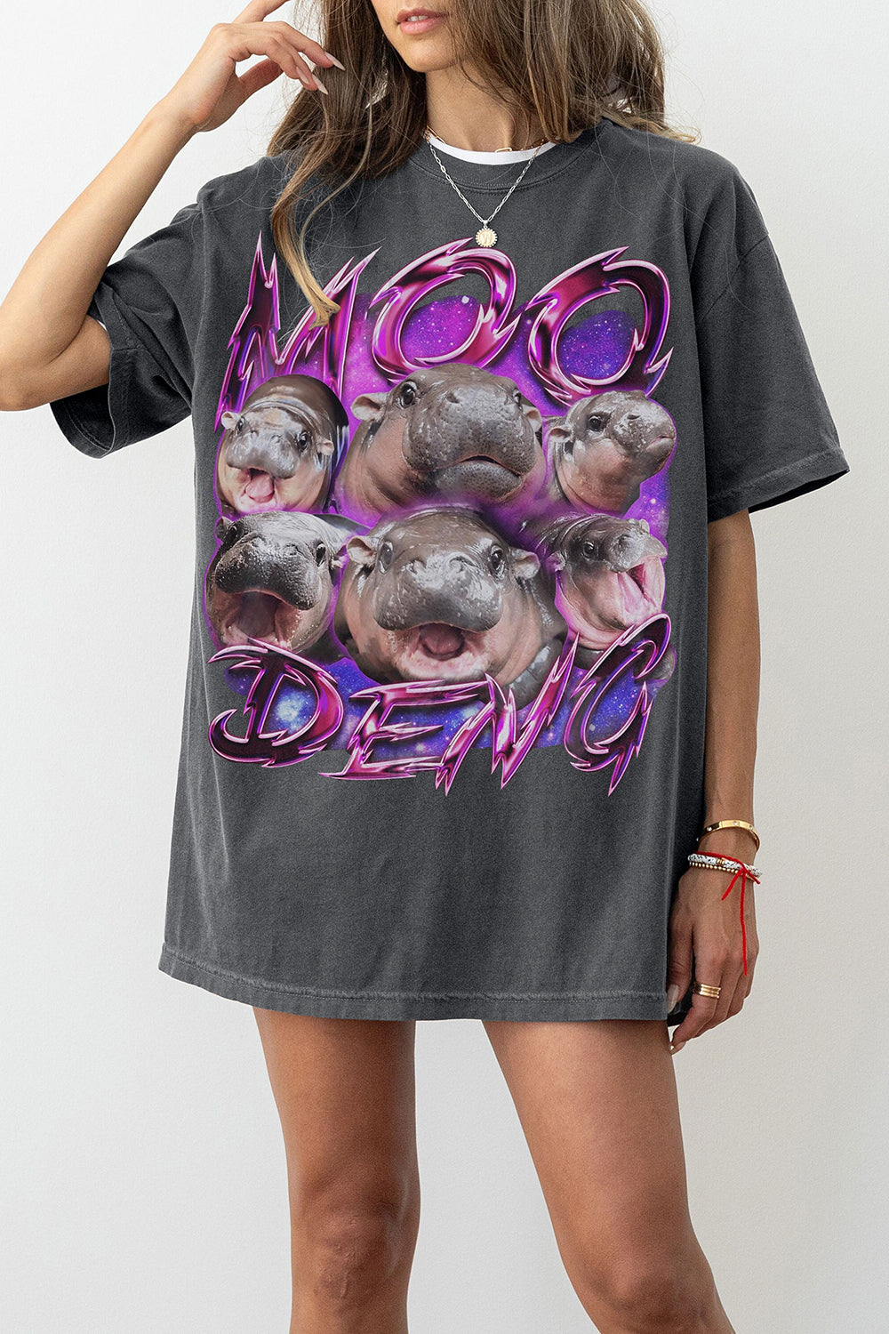 New Moo Deng Vintage 90s Hippo Meme Tee For Women