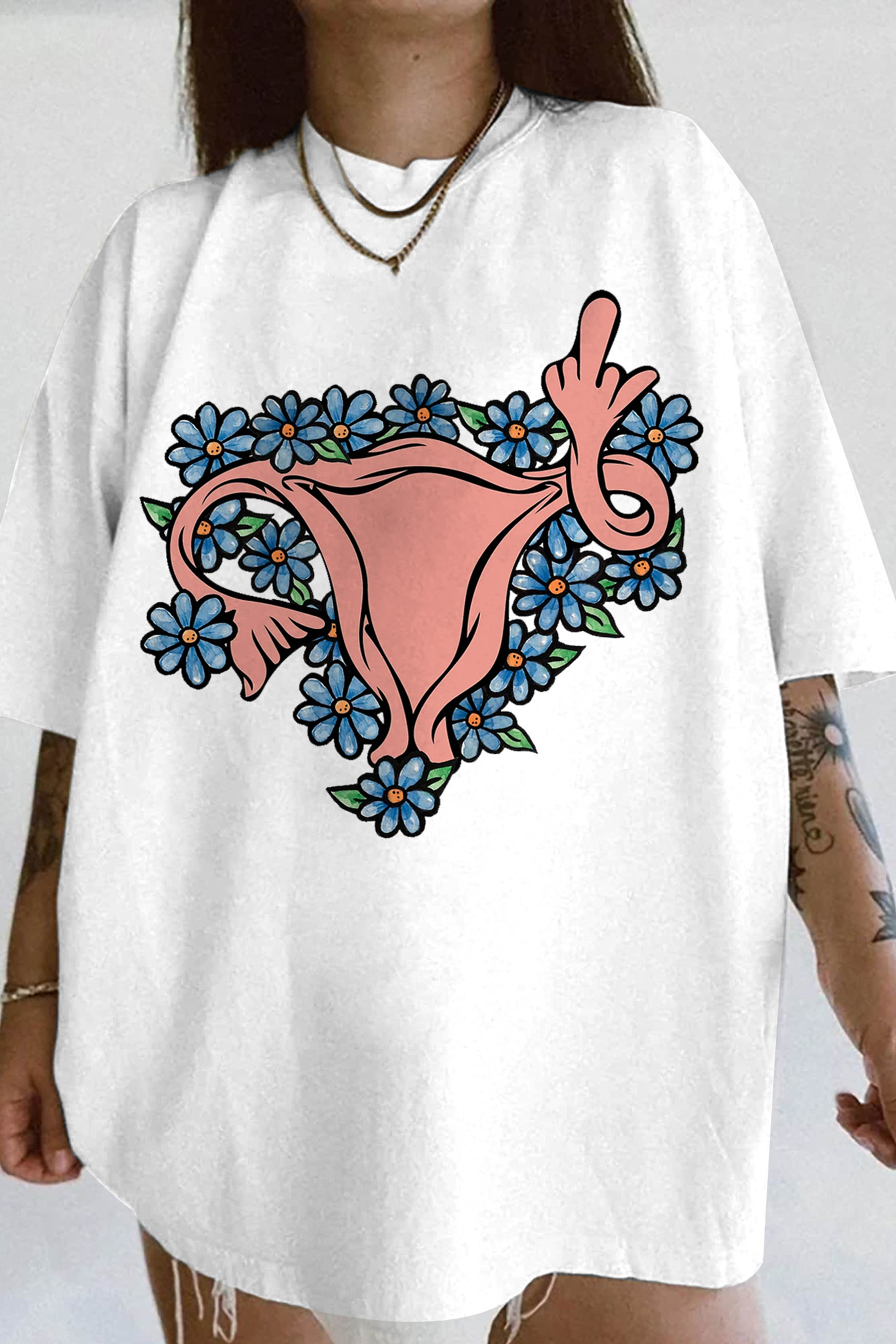 New Middle Finger Uterus Pro choice Feminist Tee For Women