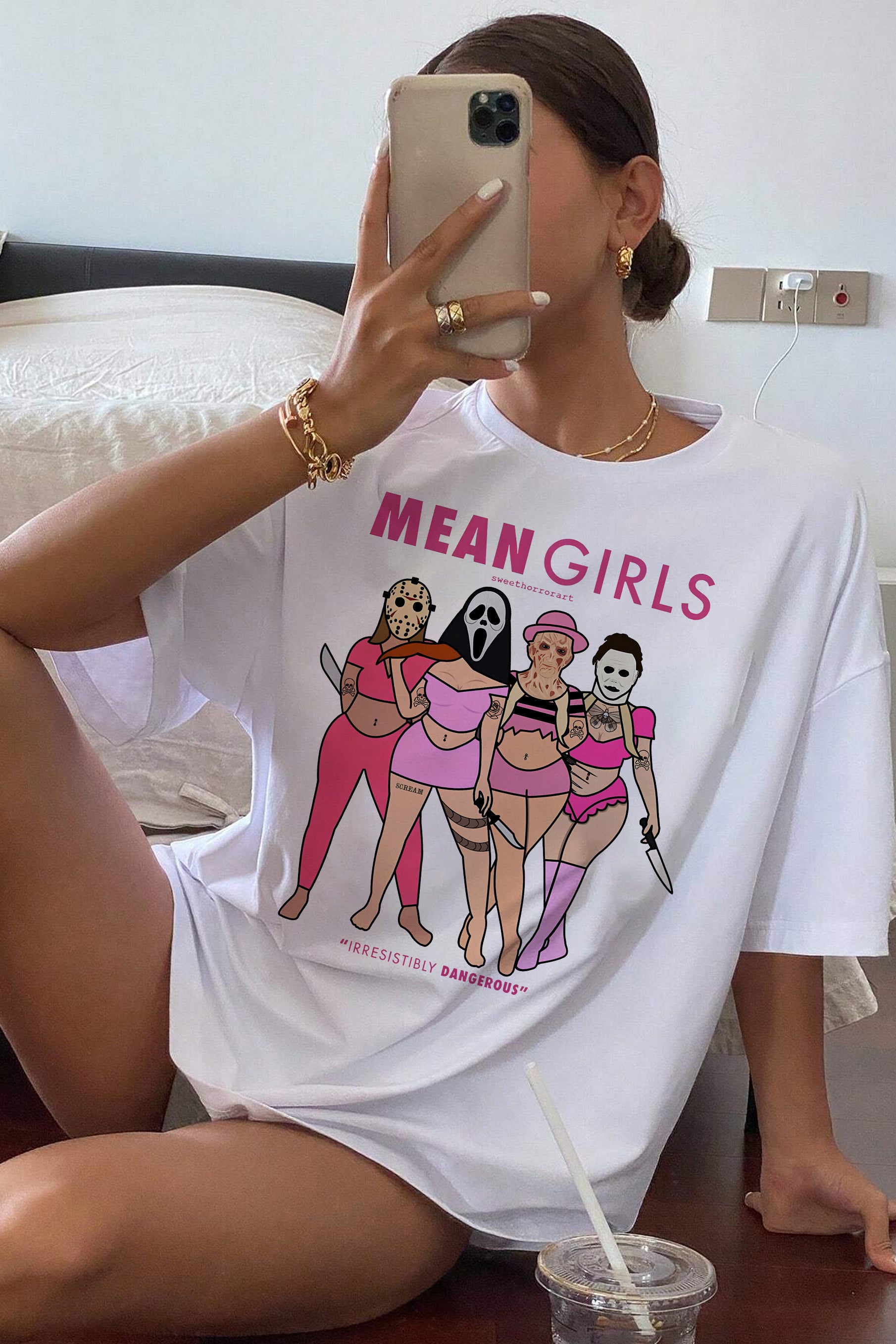 New MEAN GIRLS Sweet Horror Art Tee For Women