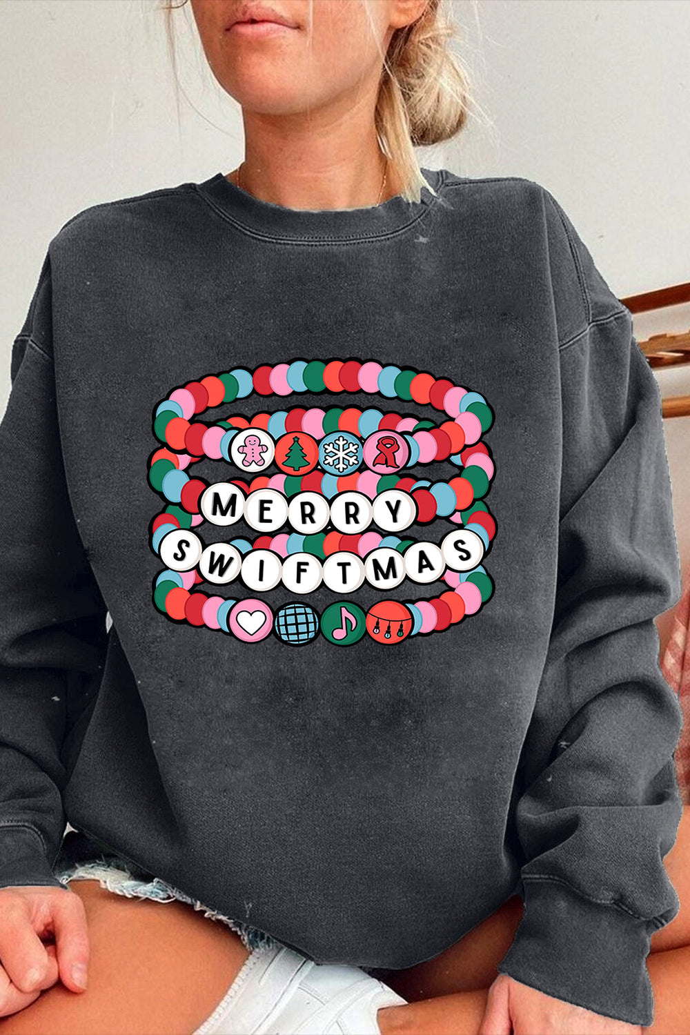 New Merry Swiftmas Friendship Bracelet Sweatshirt For Women