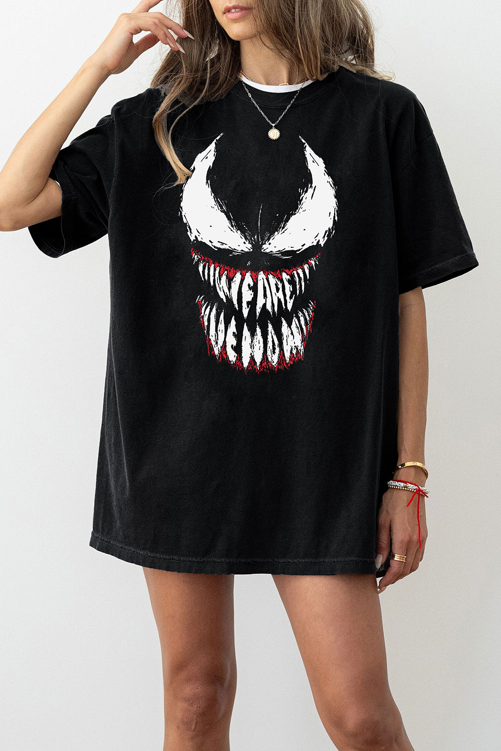New Marvel Venom We Are Venom Big Face Grin Tee For Women