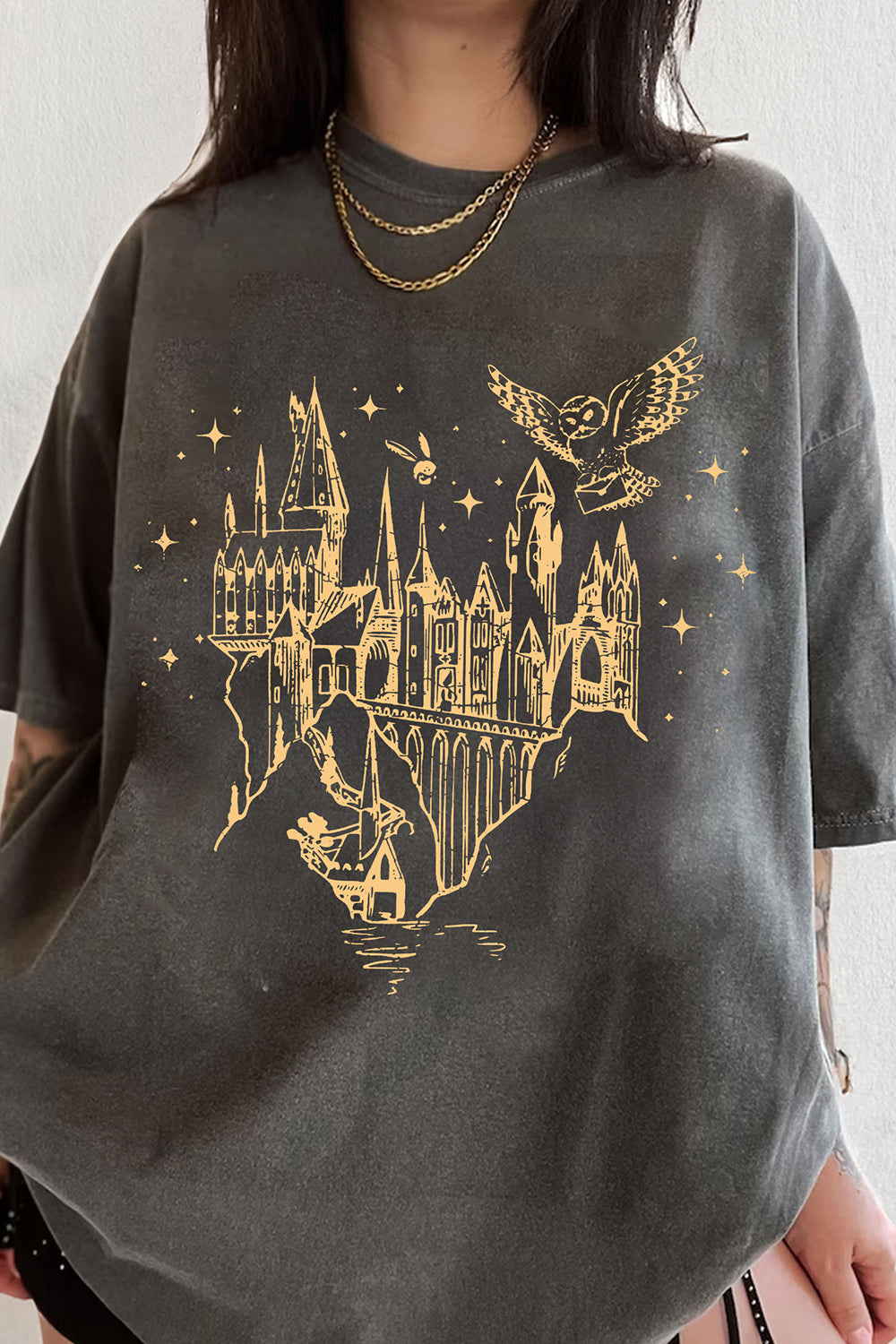 New Magical Book Fantasy World Witchery Castle Tee For Women