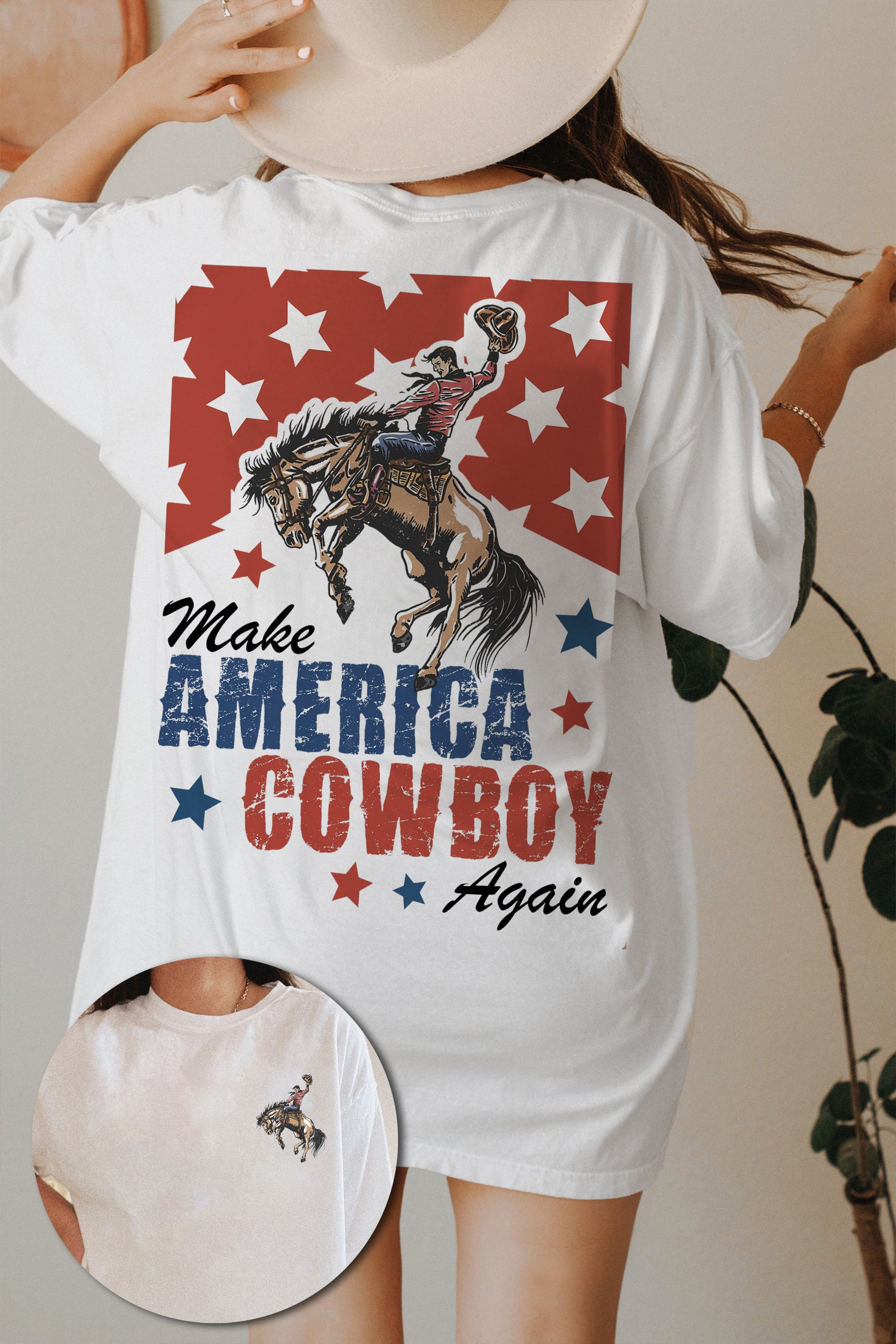 Make America Cowboy Again Western 4th of July Tee For Women