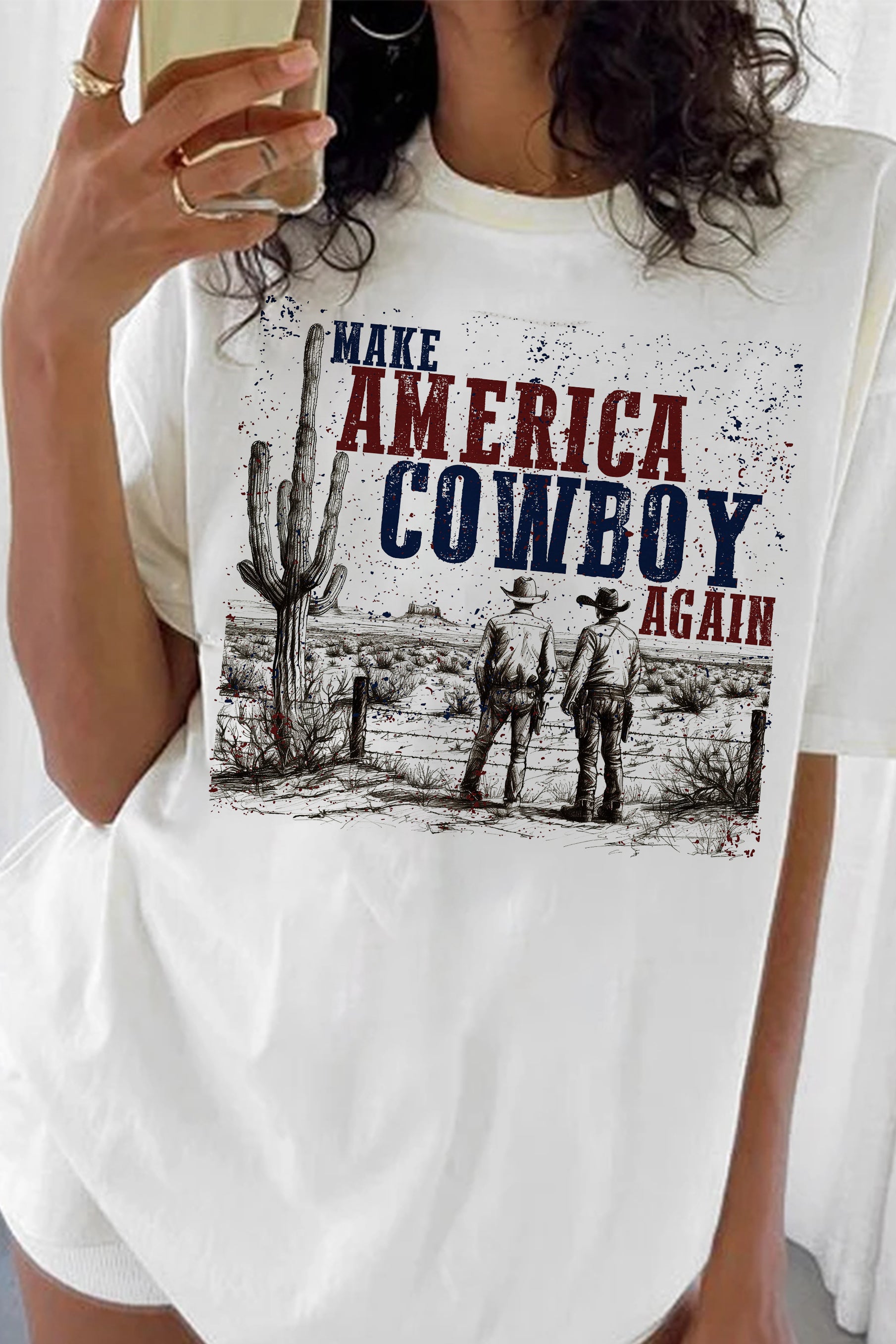 New Make America Cowboy Again Tee For Women