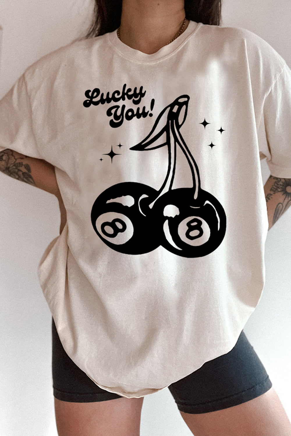 New Lucky You Cherry 8 Ball Tee For Women