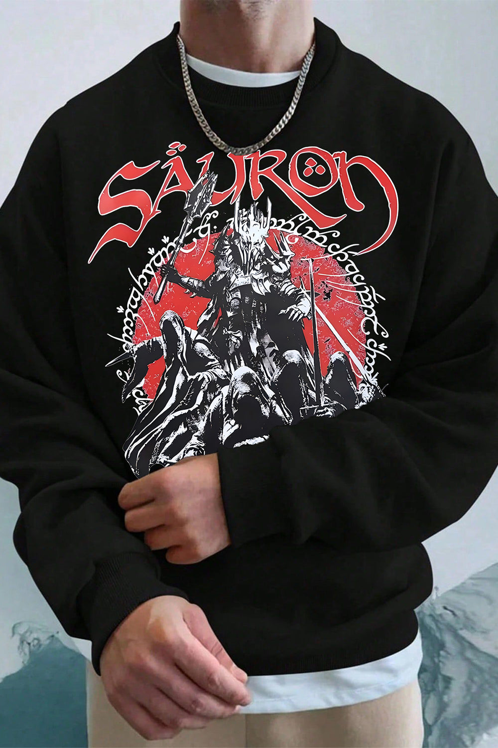 New LOTR Fantasy Tolkien Sauron Graphic Sweatshirt For Men