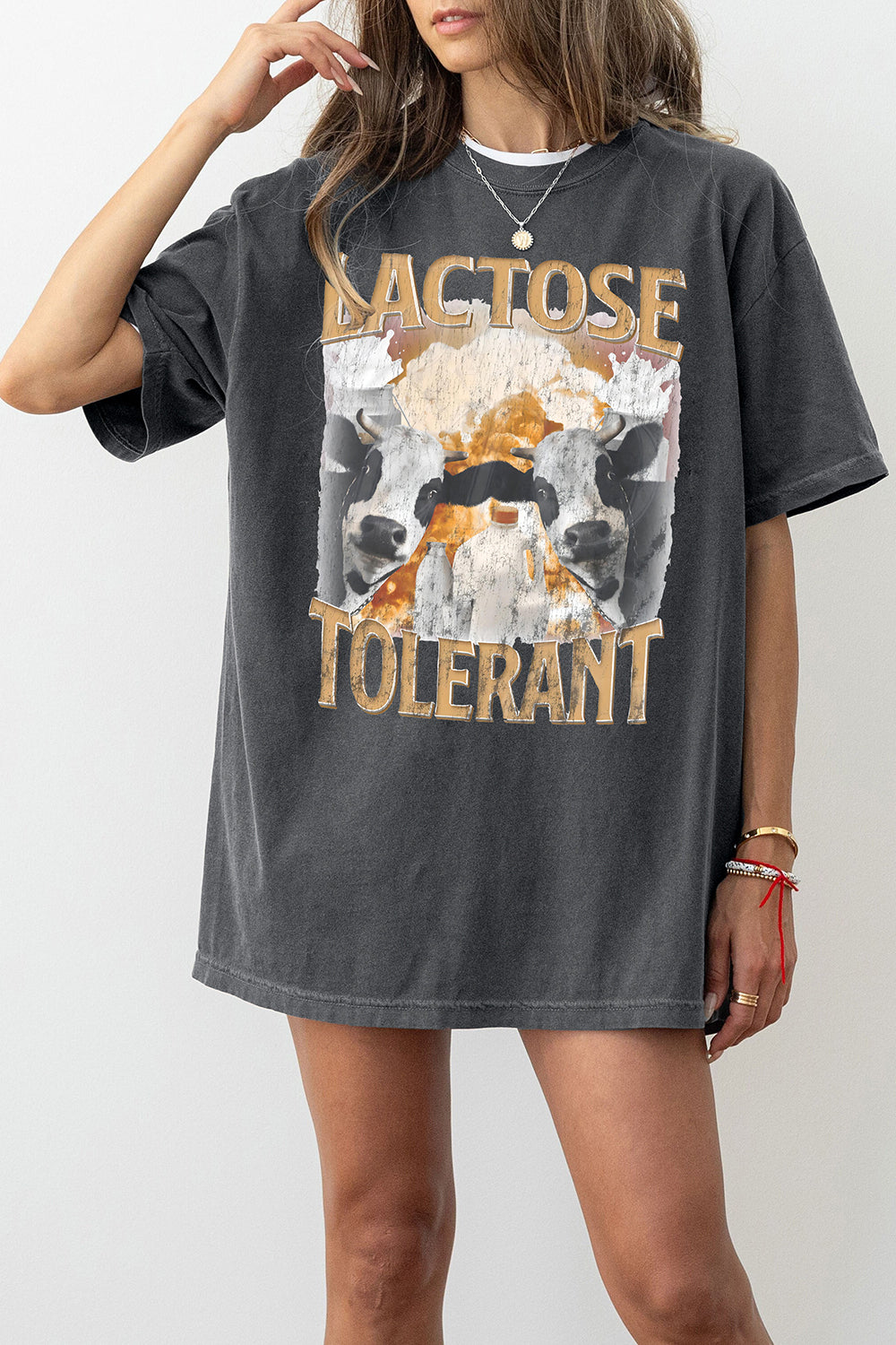 New Lactose Tolerant Vintage Graphic Tee For Women