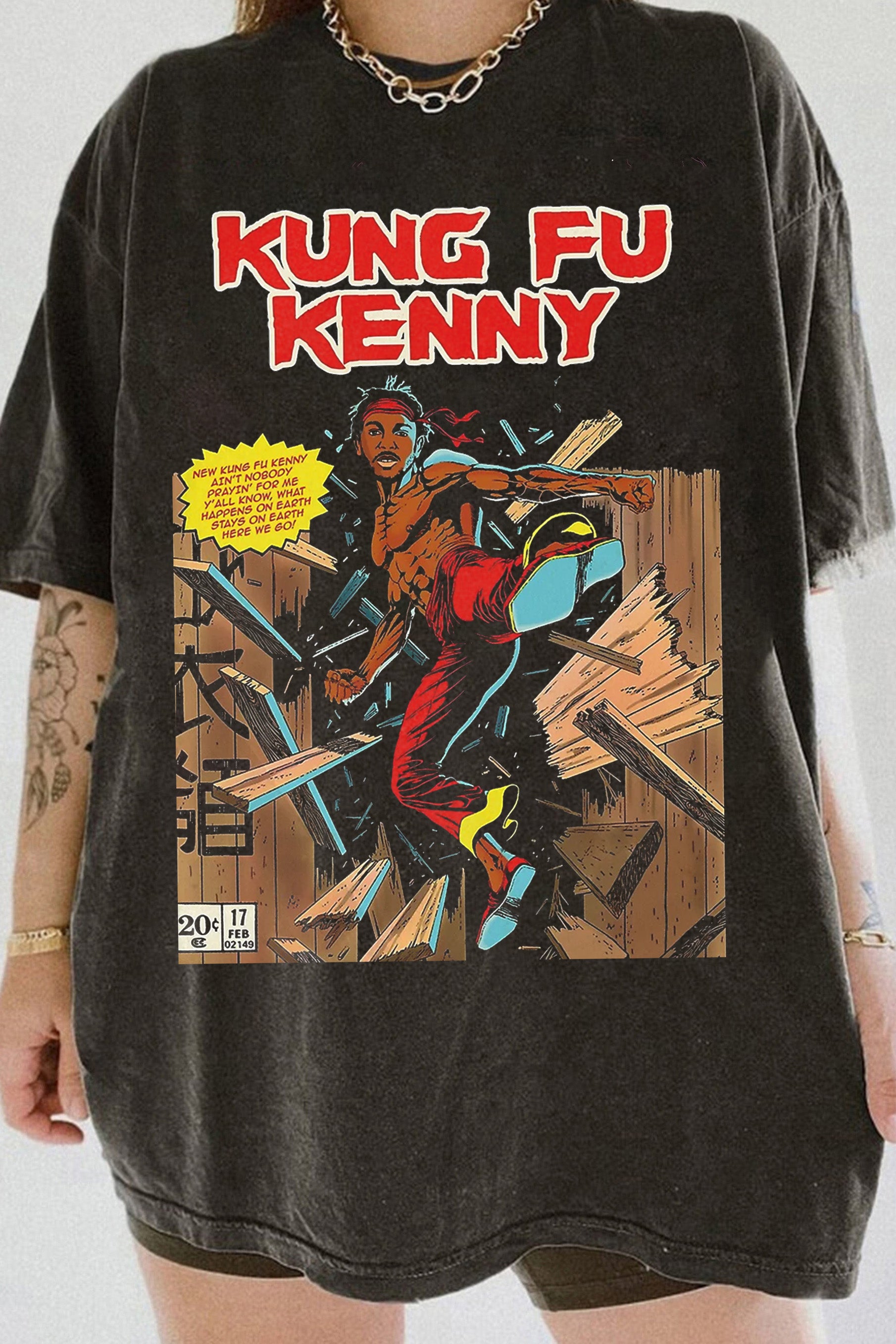 Kendrick Lamar Inspired Kung Fu Vintage 90's Comic Style Tee For Women