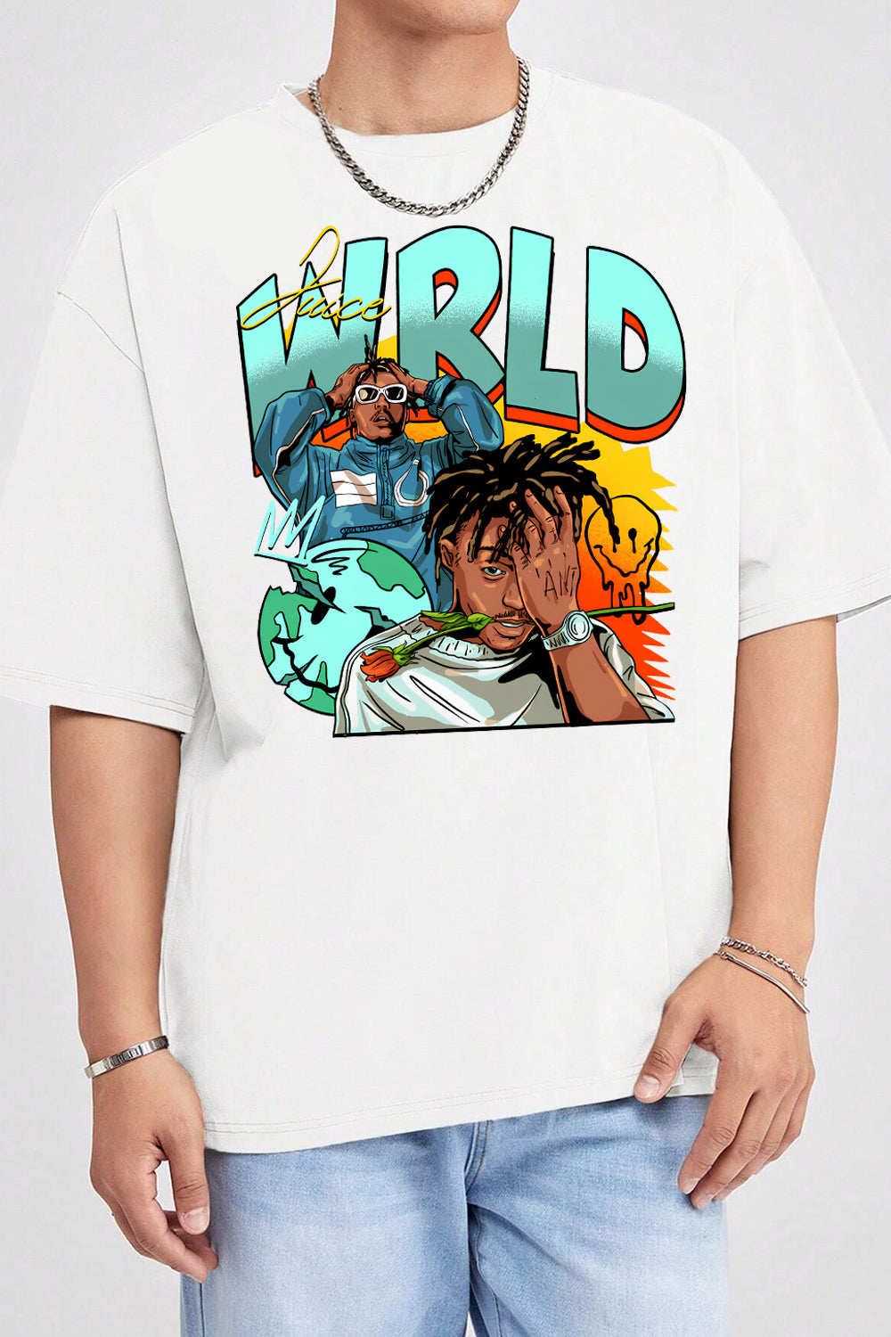 New Juice Wrld Smiley Graphic Tee For Men